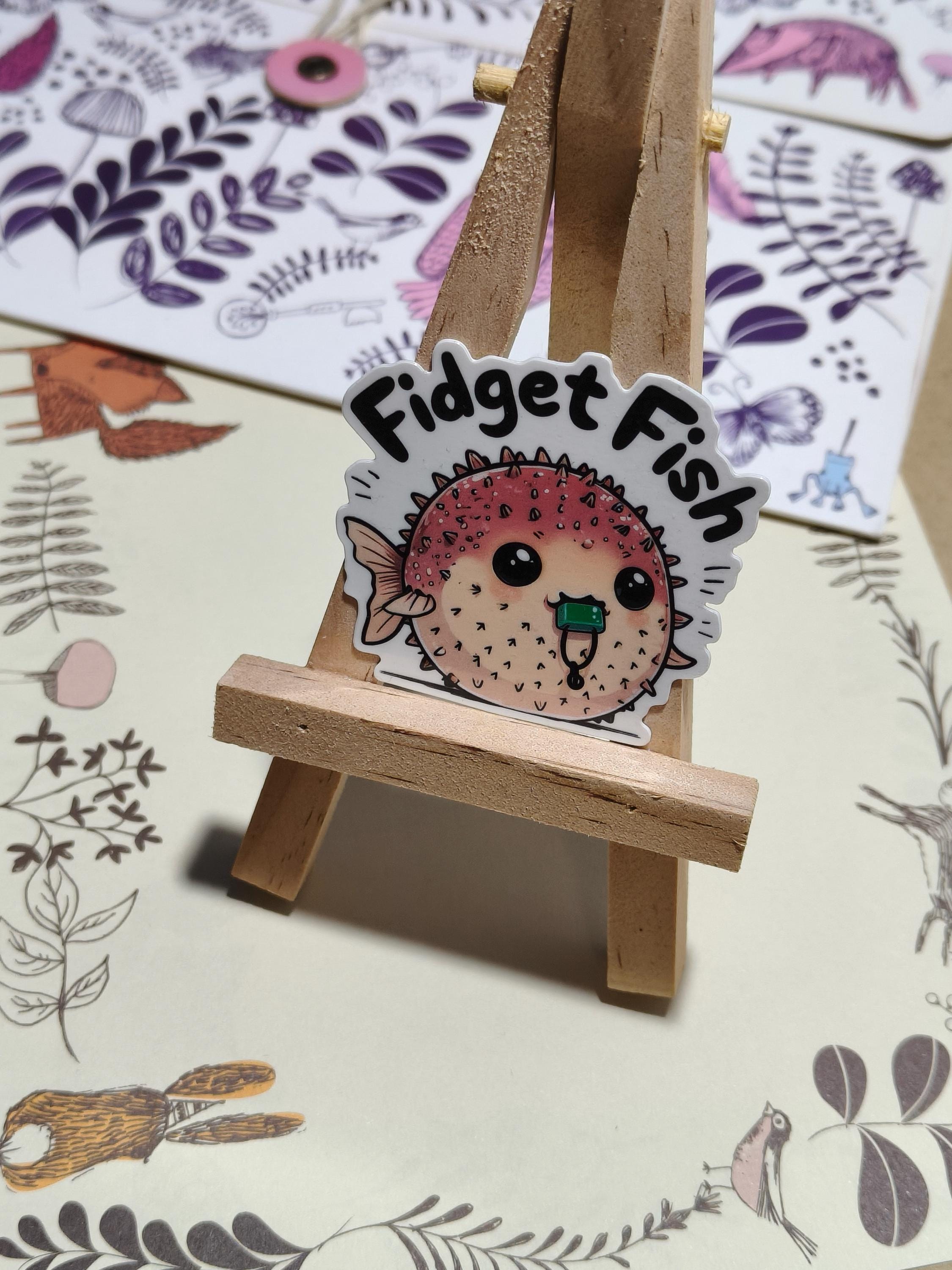 Vinyl Fidget Sticker - Fidget fish chew necklace - Autism ADHD - Handmade - Water Resistant