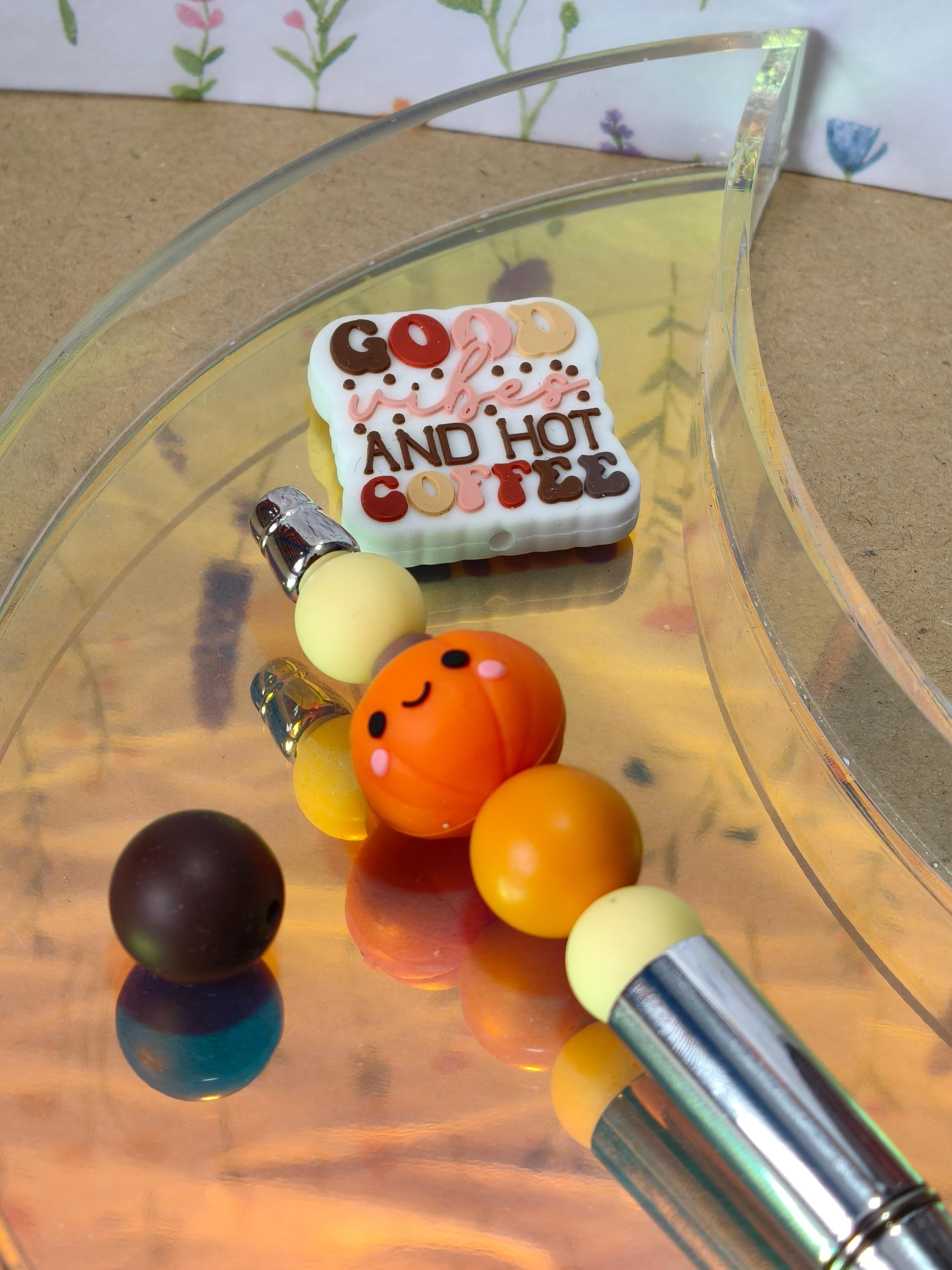 Silicone Beadable Pen Kit - Mix and Match Beads - Changeable - Pumpkin Coffee Vibes