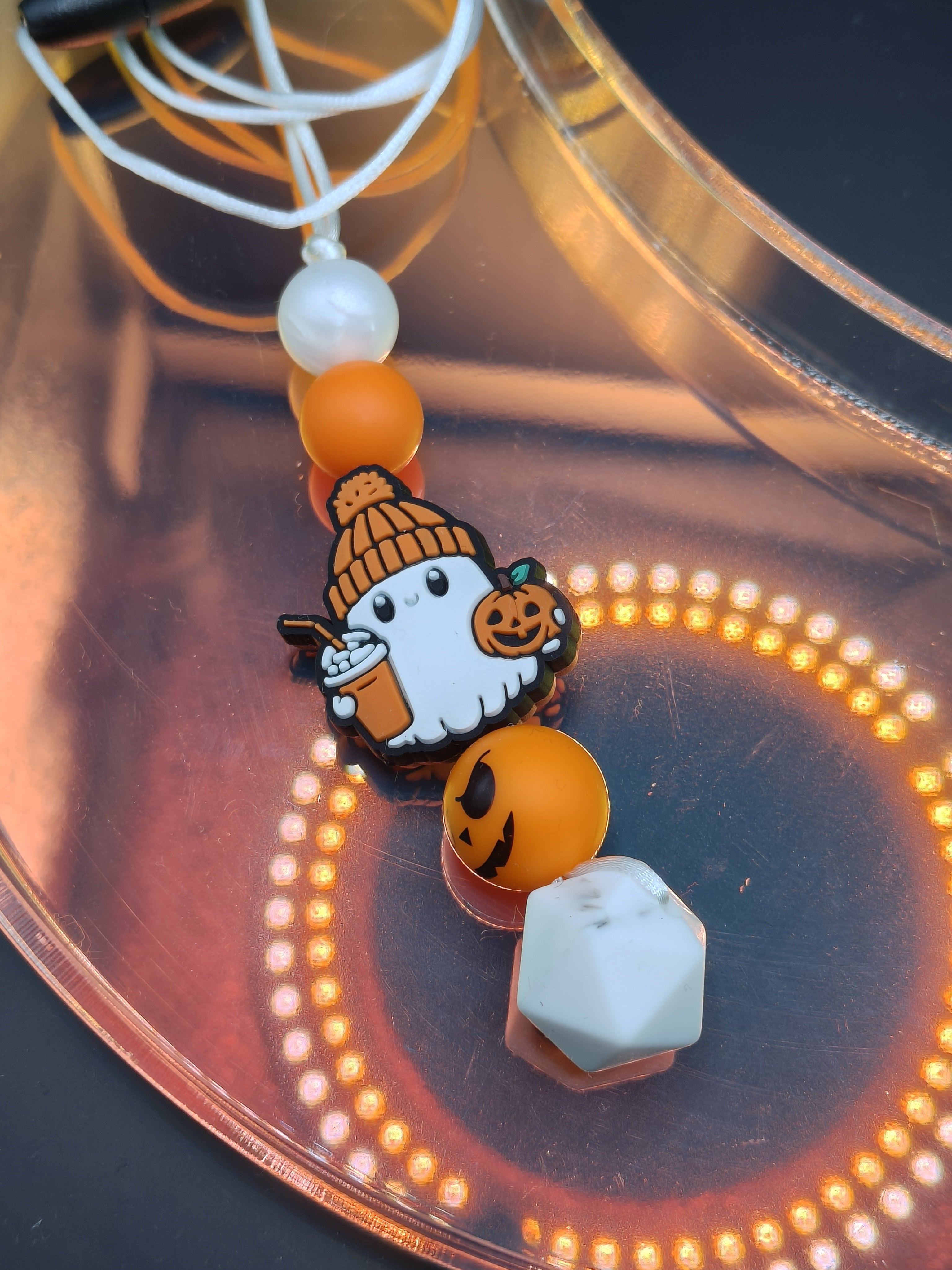 Handmade Silicone Beaded Necklace - Chewelry - Stim - Coffee Ghost
