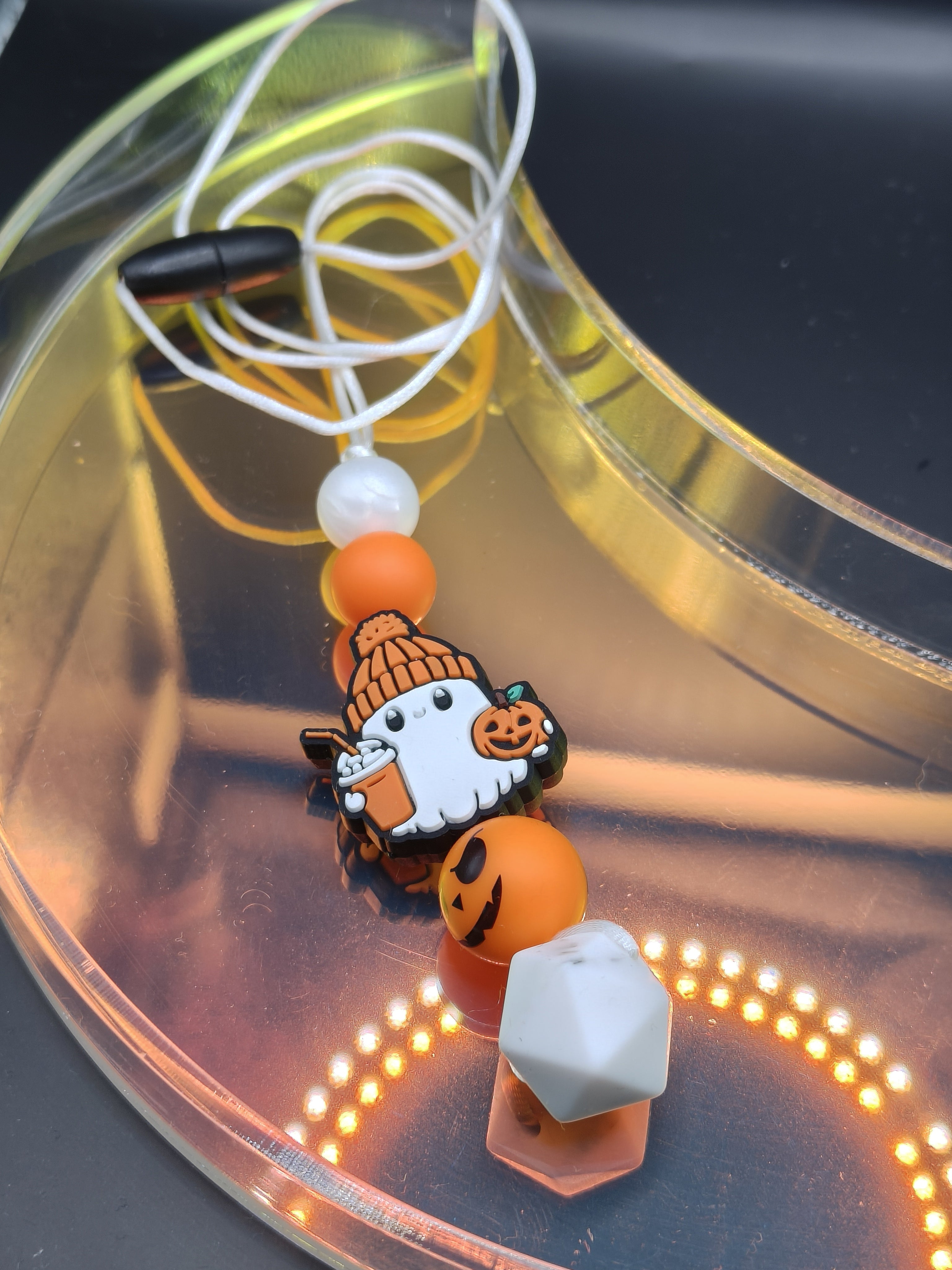 Handmade Silicone Beaded Necklace - Chewelry - Stim - Coffee Ghost