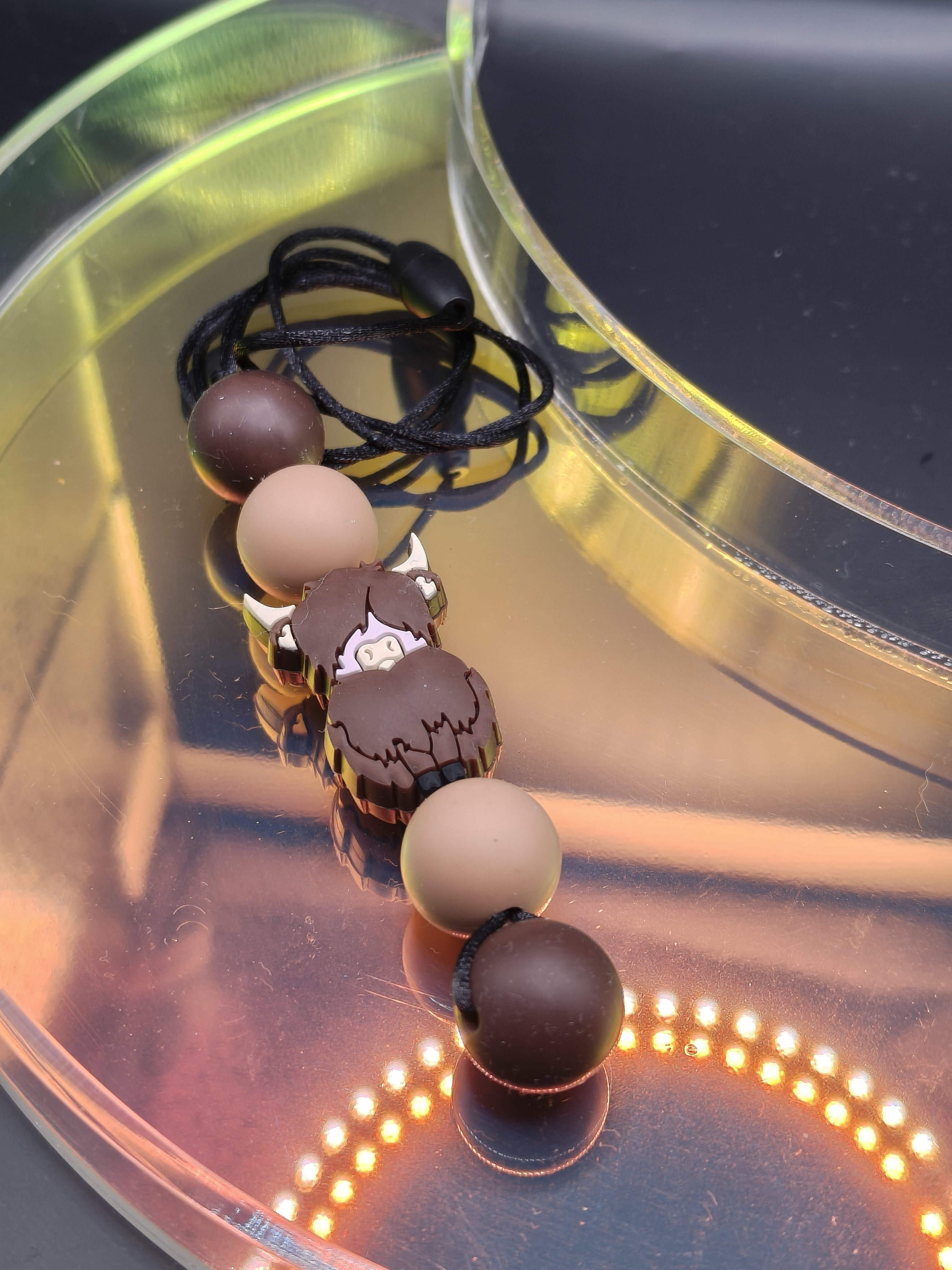 Handmade Silicone Beaded Necklace - Chewelry - Stim - Highland Cow