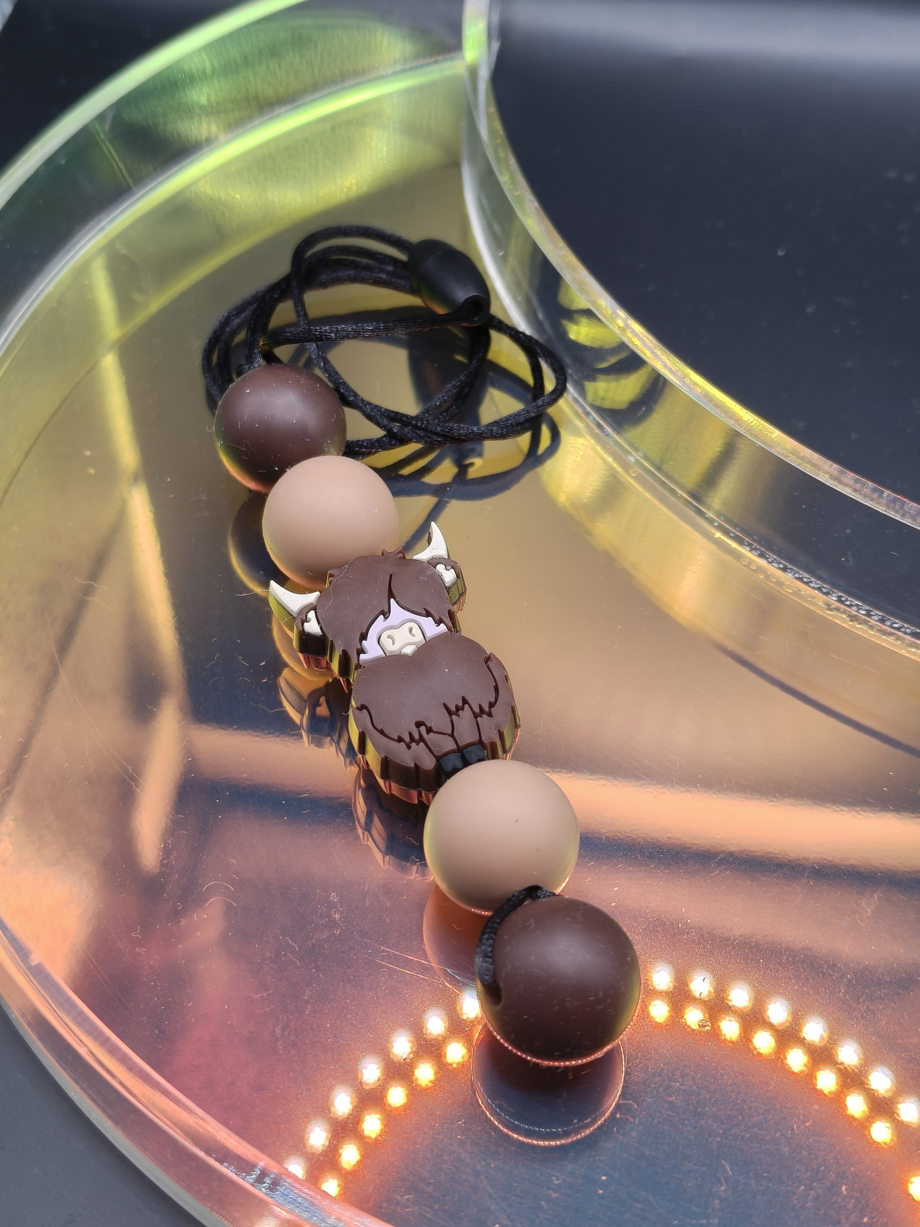 Handmade Silicone Beaded Necklace - Chewelry - Stim - Highland Cow