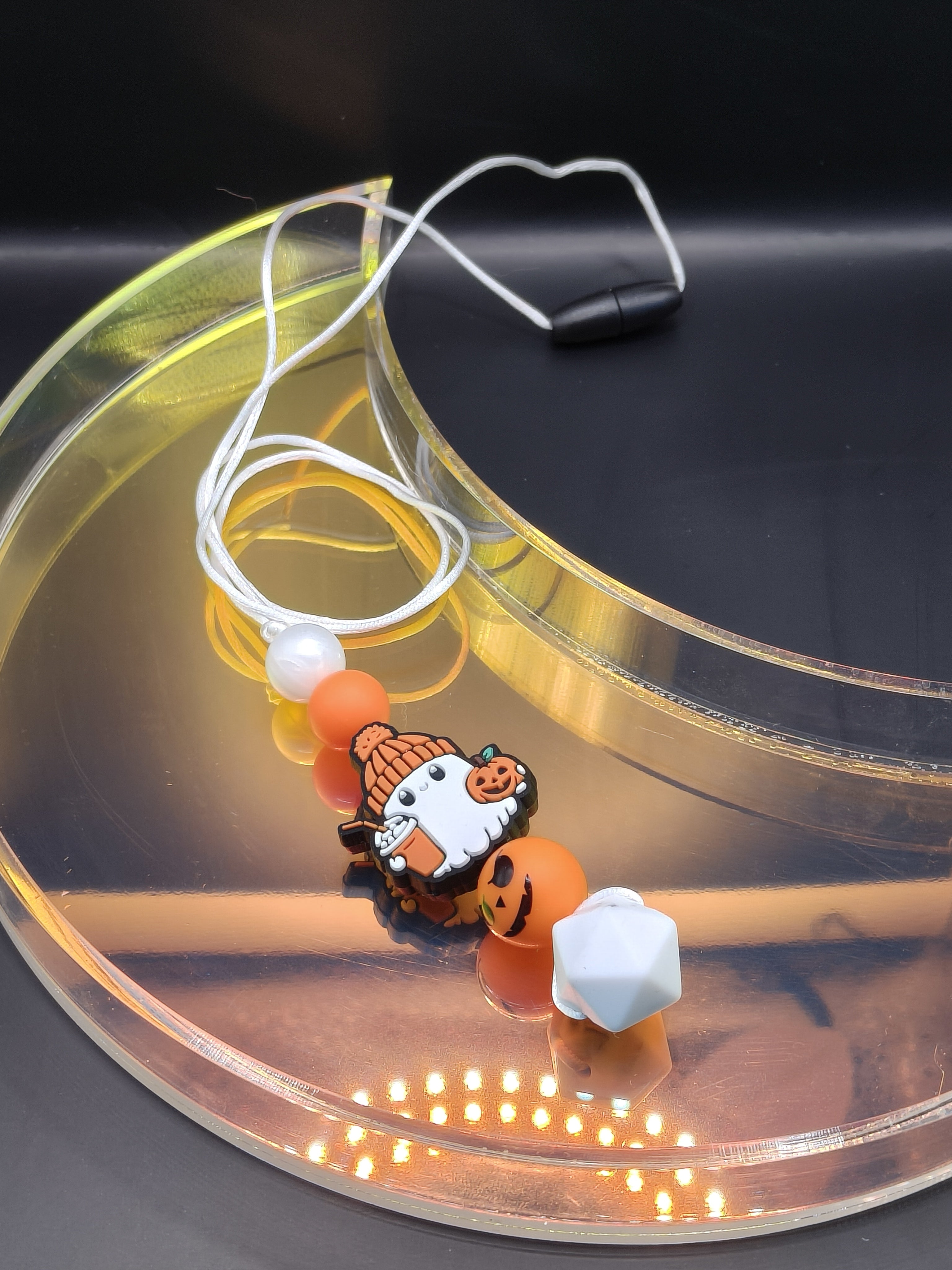 Handmade Silicone Beaded Necklace - Chewelry - Stim - Coffee Ghost