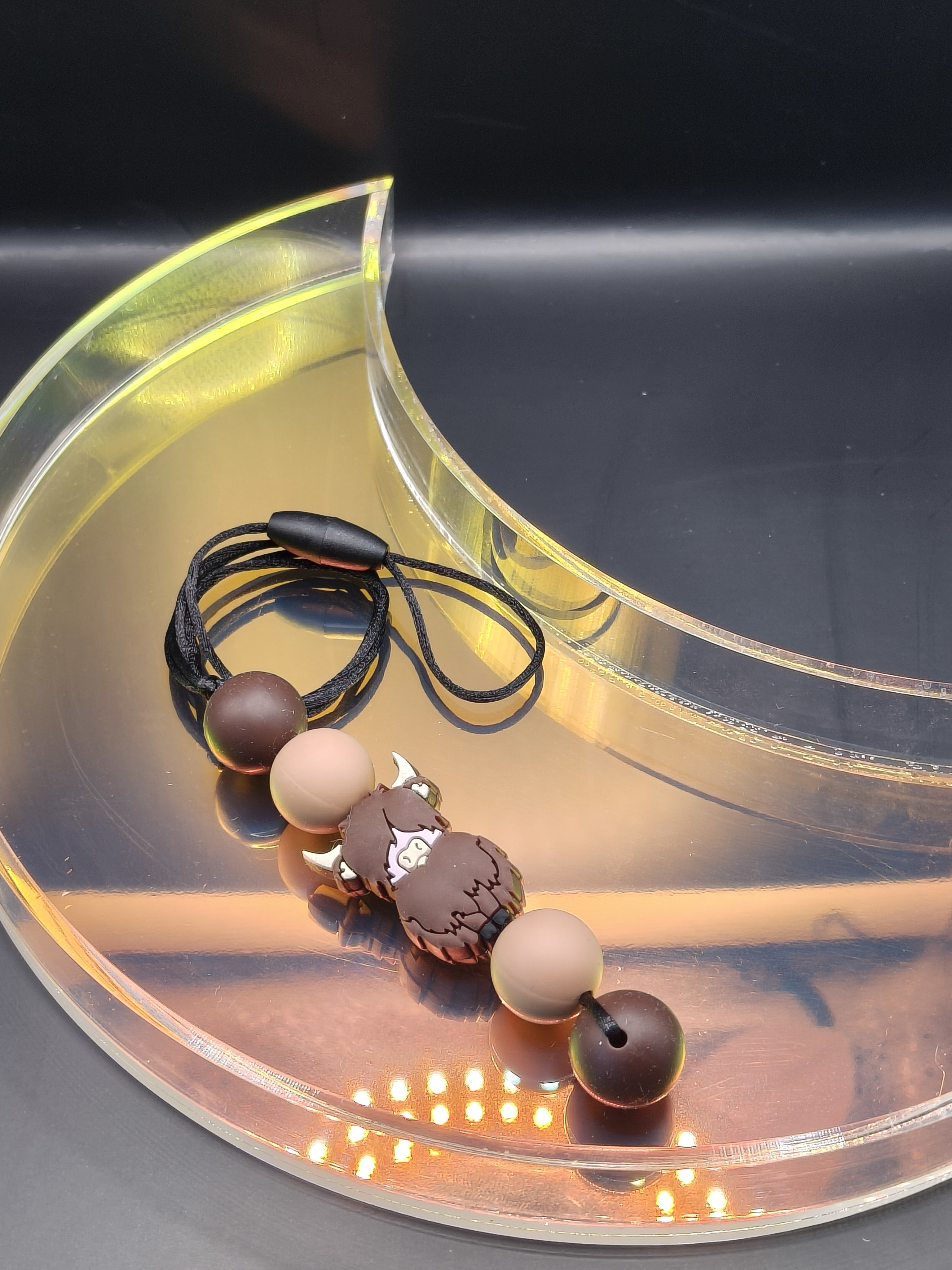 Handmade Silicone Beaded Necklace - Chewelry - Stim - Highland Cow