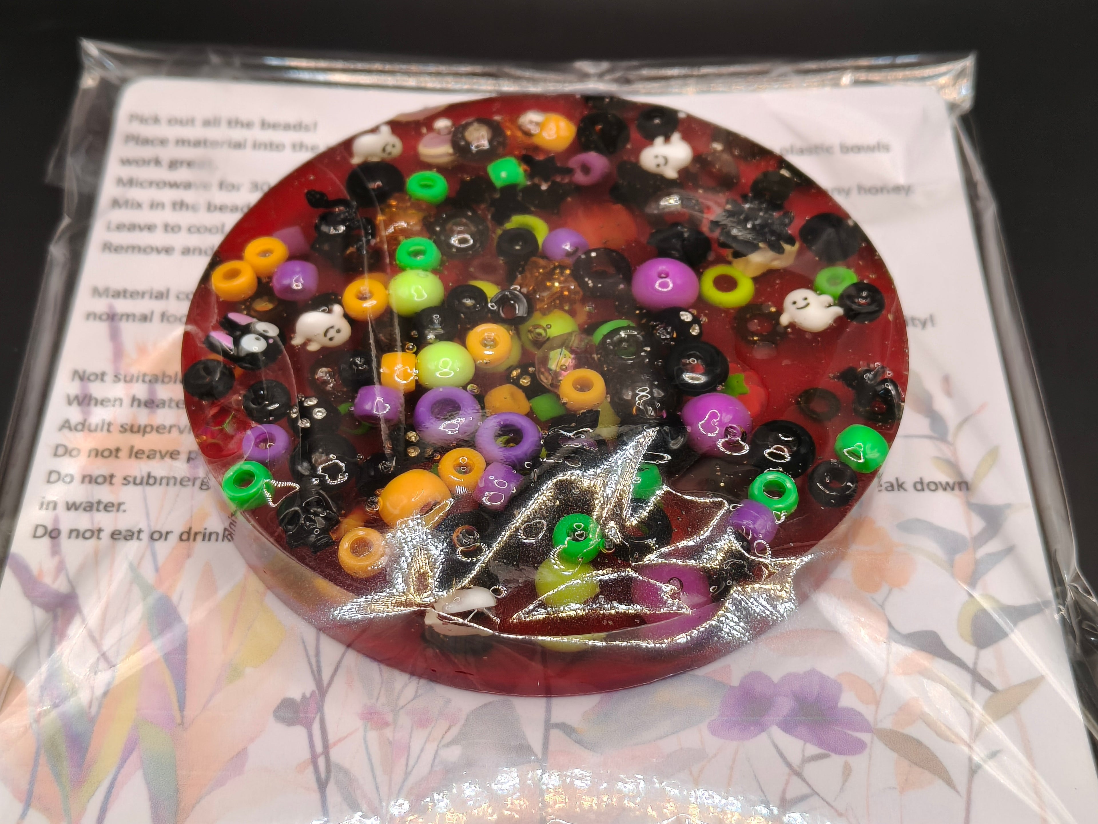 Reusable Picky Pad - Halloween - Beads And Resin Pieces - Up to 30 Uses - Remouldable Remeltable