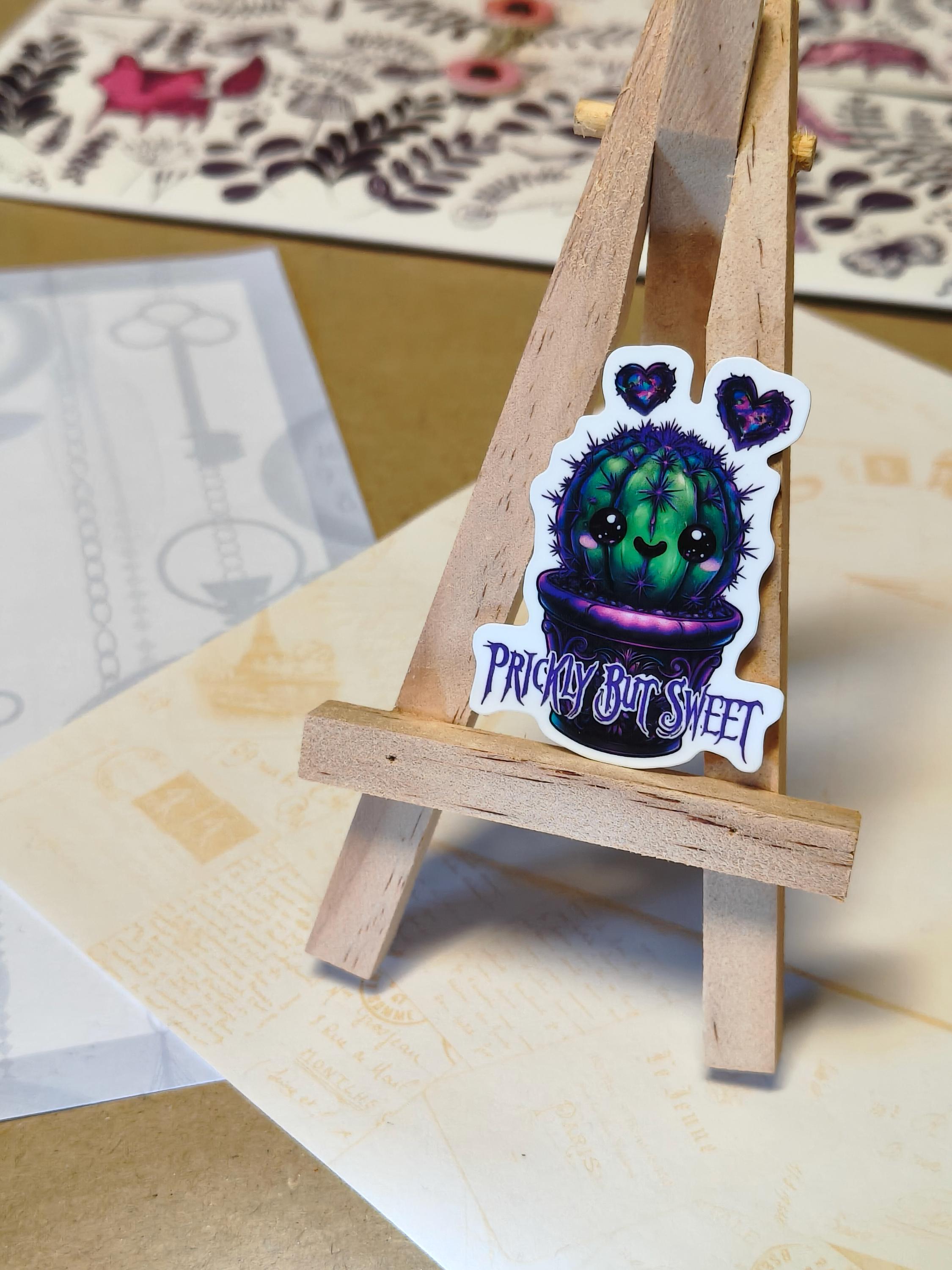 Vinyl Gothic Sticker - Prickly Cactus Purple - Matte Laminated Sticker - Handmade - Water resistant