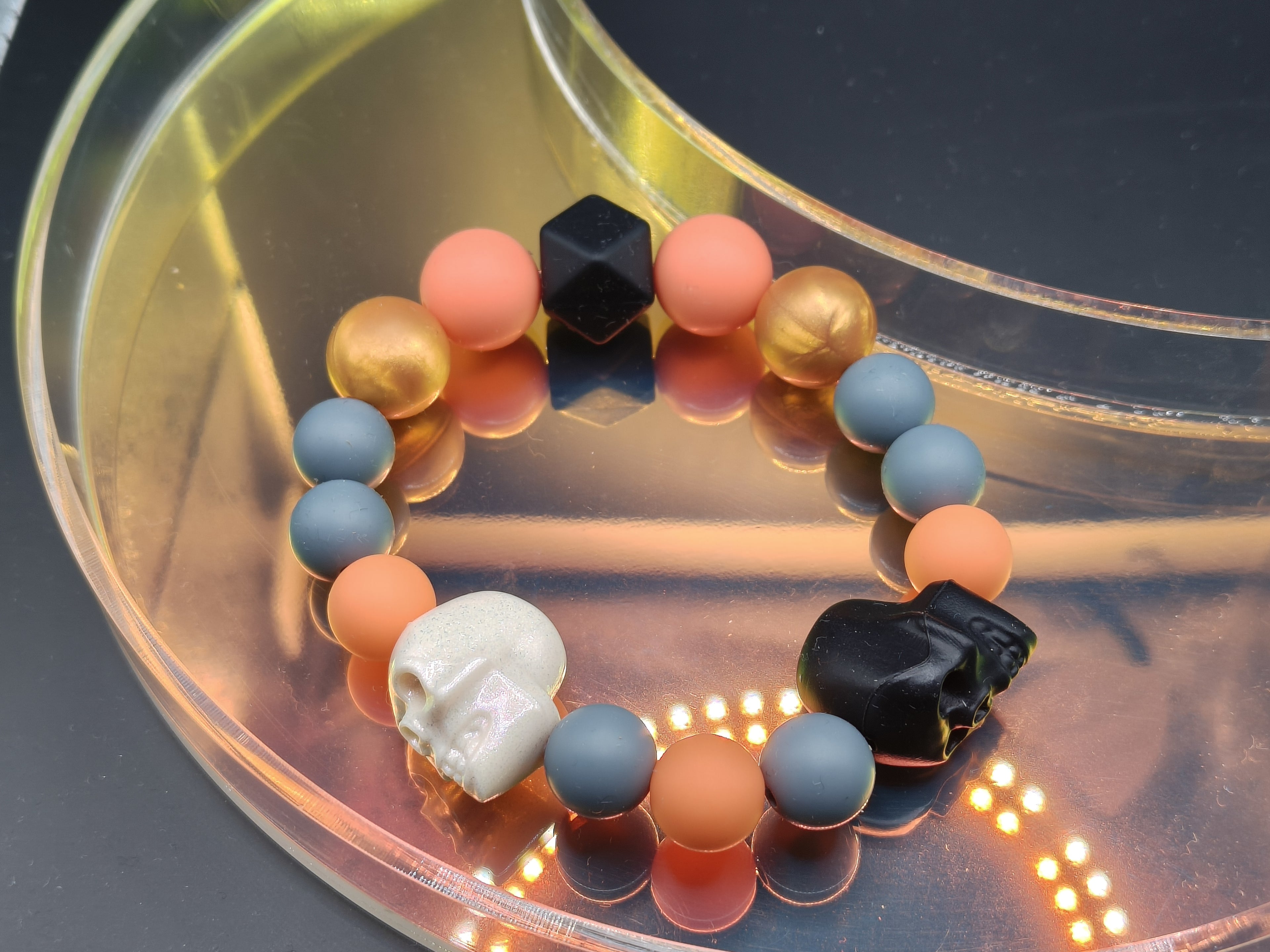 Handmade Silicone Beaded Bracelet - Chewelry - Stim - Skulls