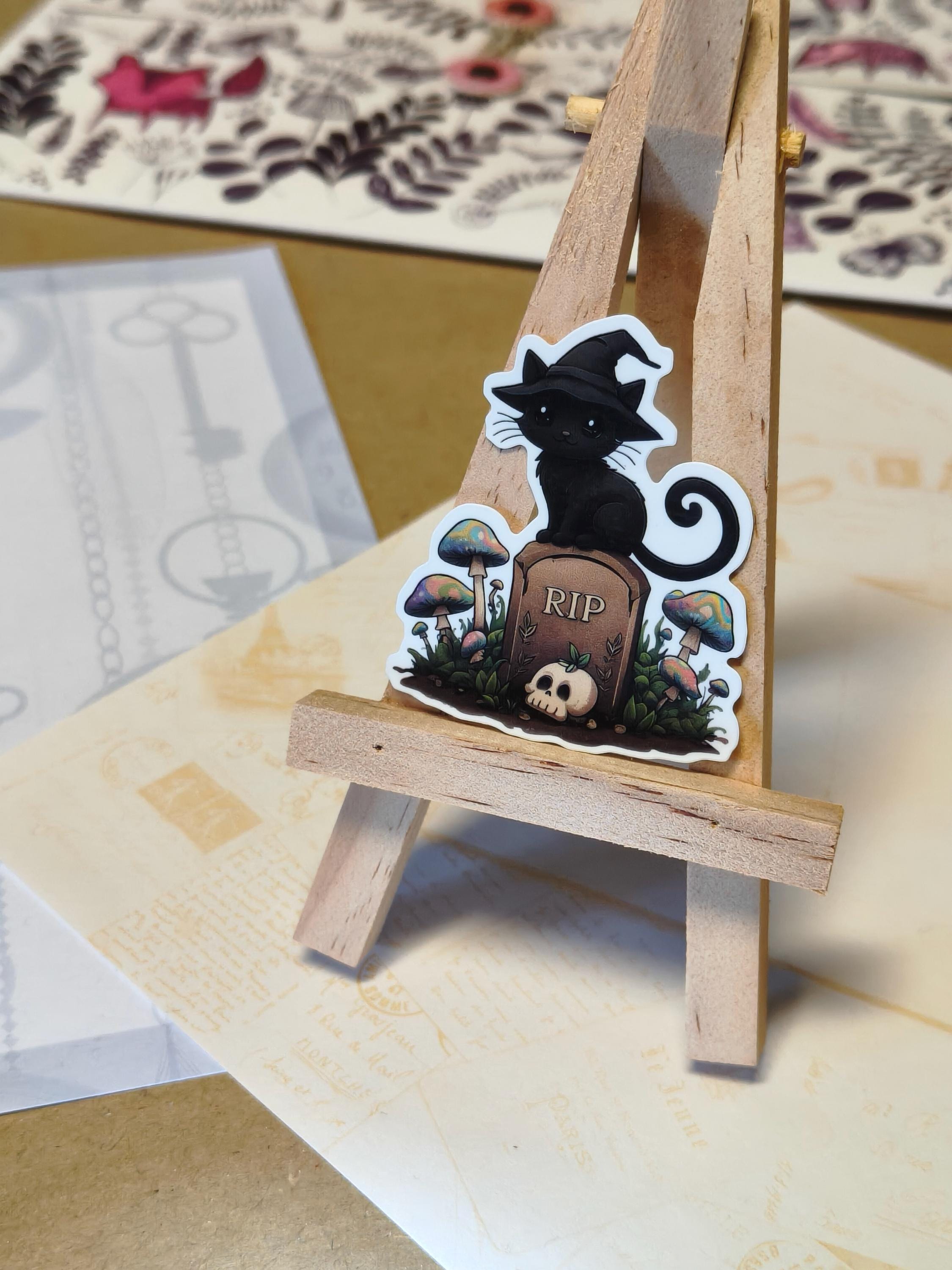 Vinyl Gothic Sticker Set - Cute witchy animals - Cats, Owls, Crows - Matte Laminated Stickers - Handmade - Water resistant