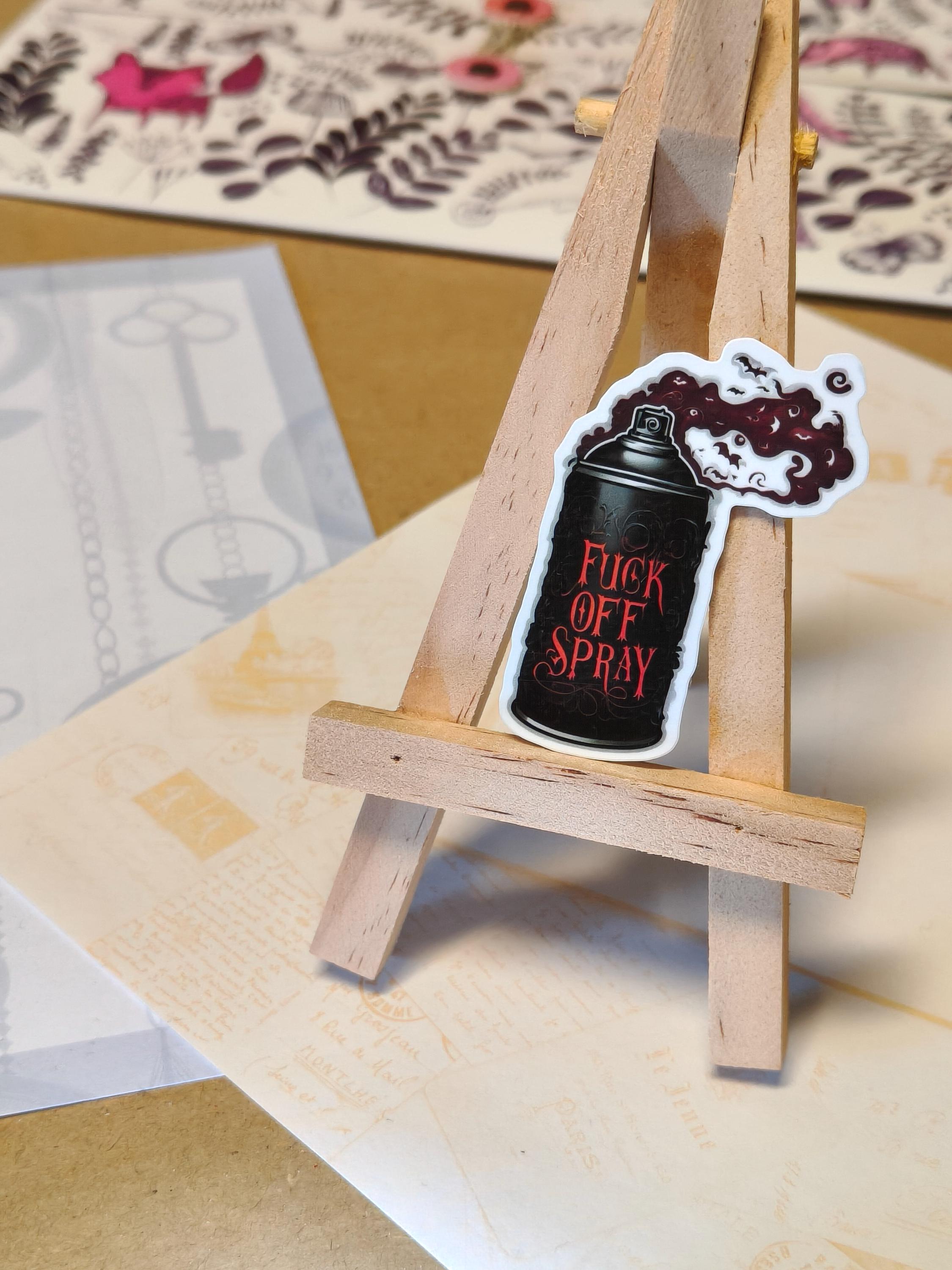 Vinyl Gothic Sticker - Fuck Off Spray - Matte Laminated Sticker - Handmade - Water resistant