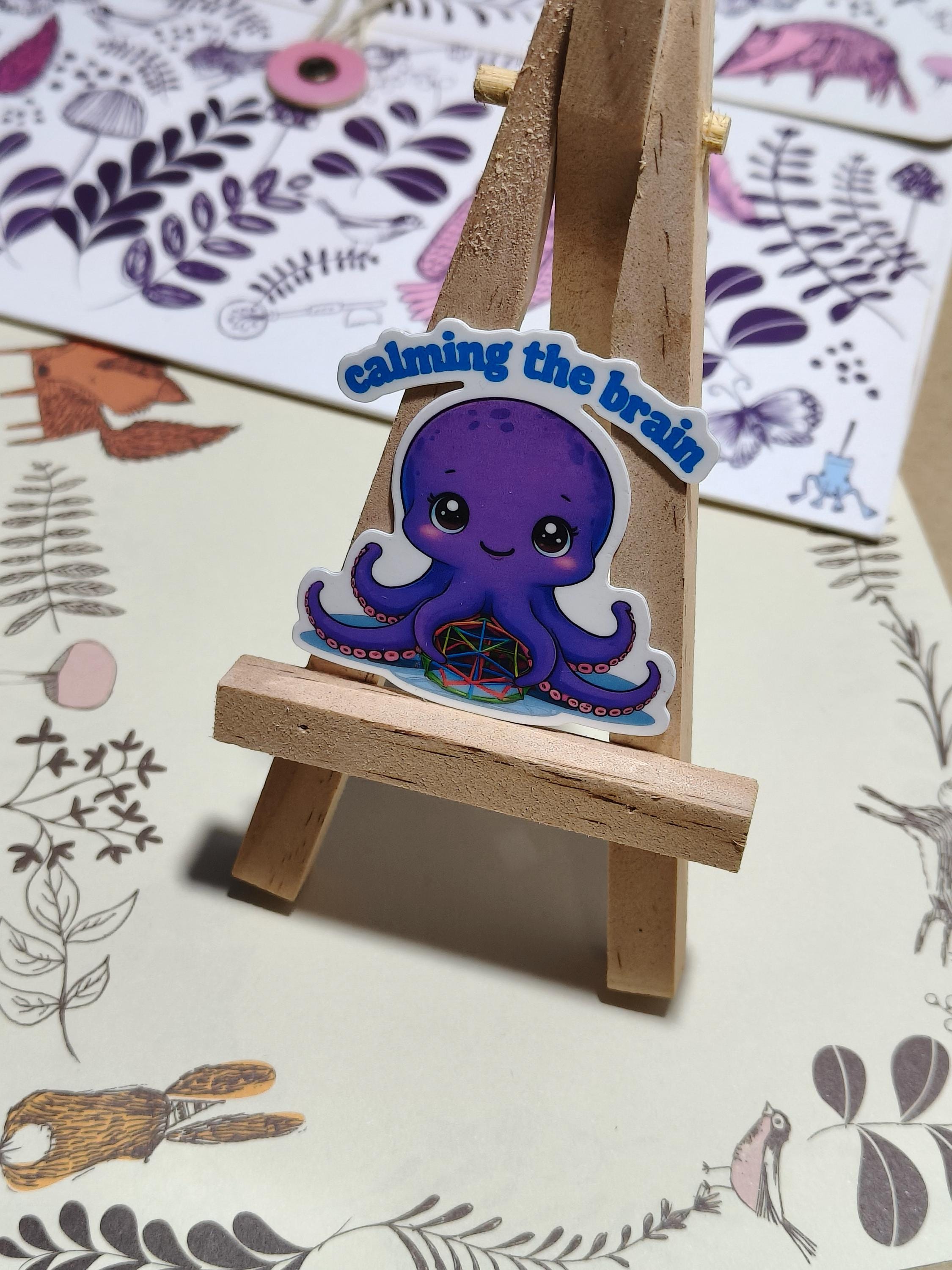 Vinyl Fidget Sticker - Calming the brain octopus - Autism ADHD - Handmade - Water Resistant