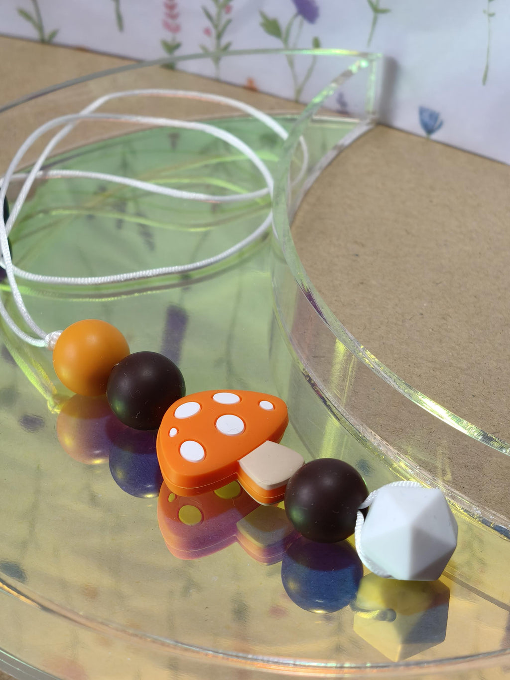 Handmade Silicone Beaded Necklace - Chewelry - Stim - Mushroom