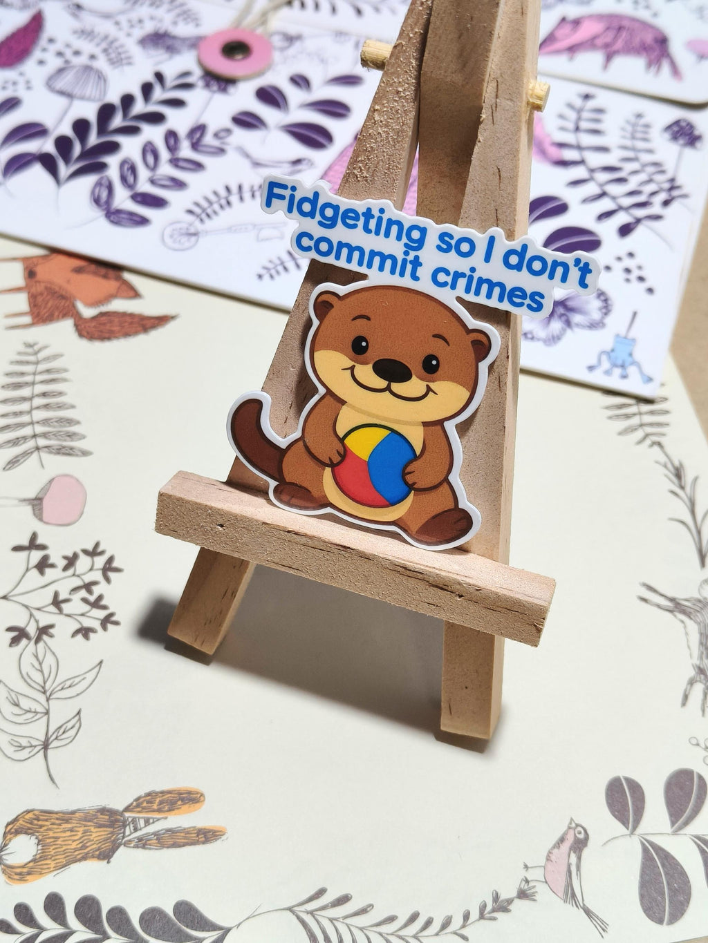 Vinyl Colourful Sticker Set - Fidget animals - Raccoon, otter, frog, cat, fish etc - Matte Laminated Stickers - Handmade - Water resistant