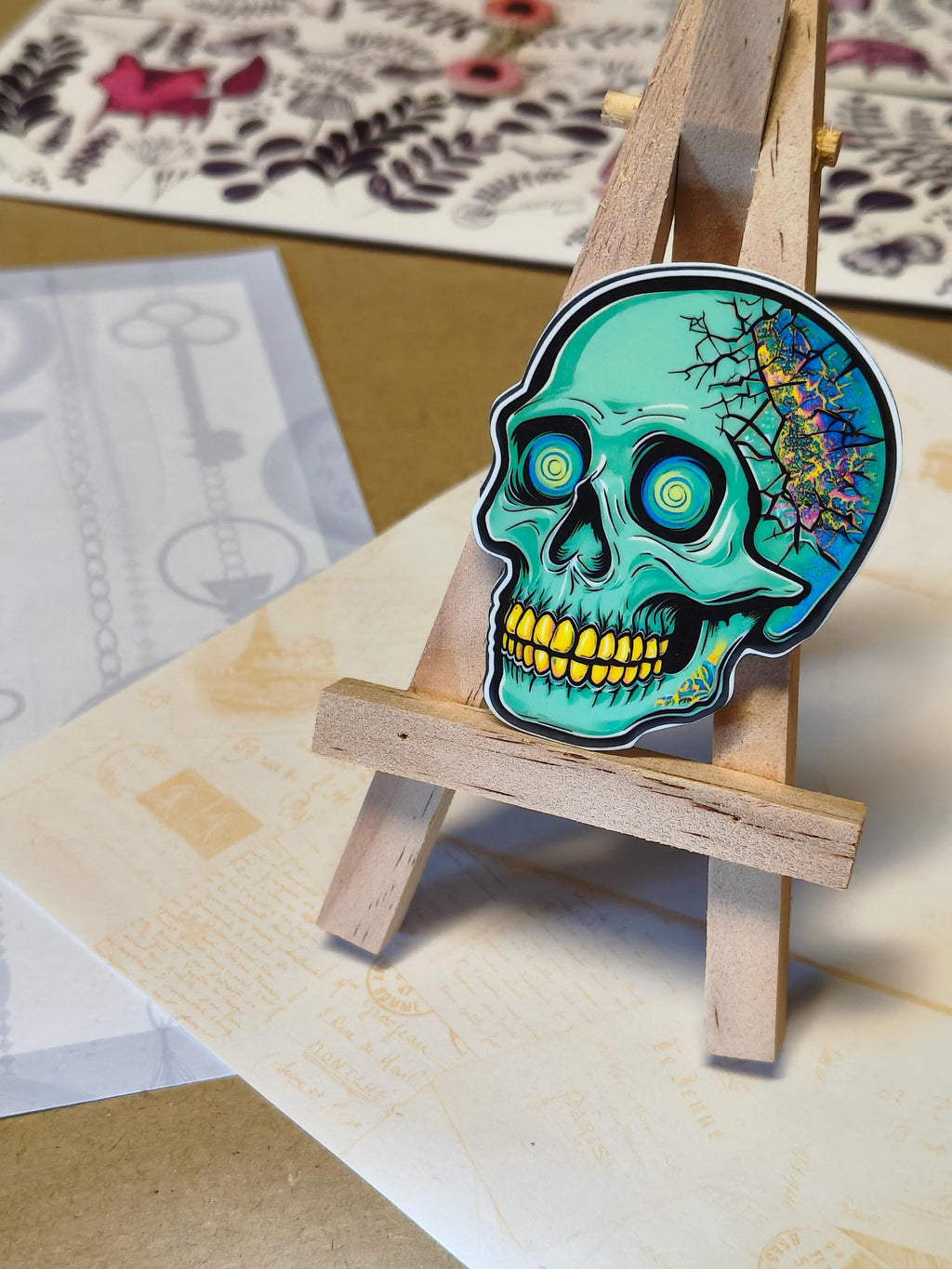 Vinyl Gothic Sticker - Skull - Matte Laminated Sticker - Handmade - Water resistant