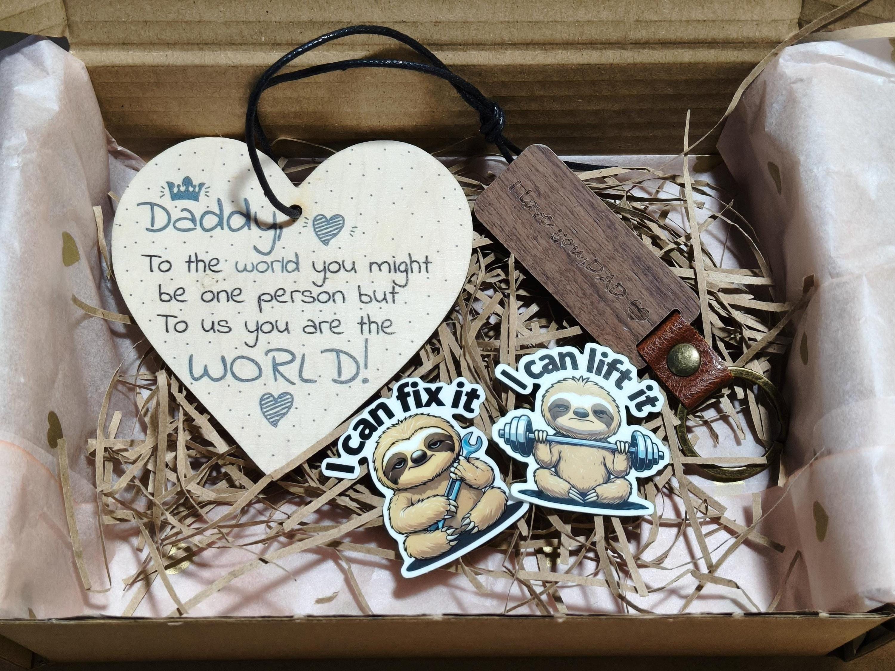 Dad Gift Box - Fathers gifts mini box - Handmade Matte Vinyl Laminated Stickers - Keychain