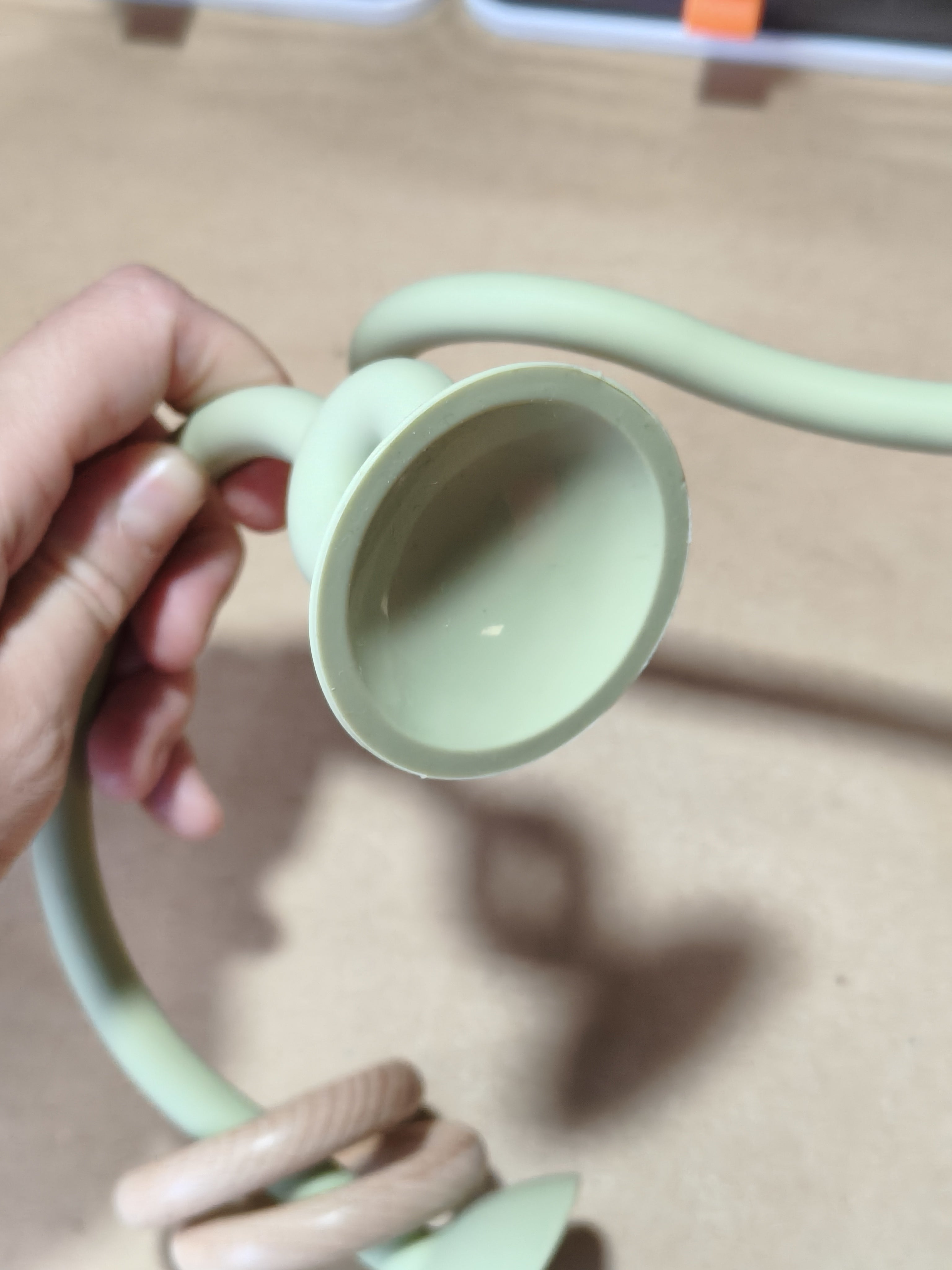 Baby Tabletop Rings Game - Silicone and Wood - Suction Highchair Mount