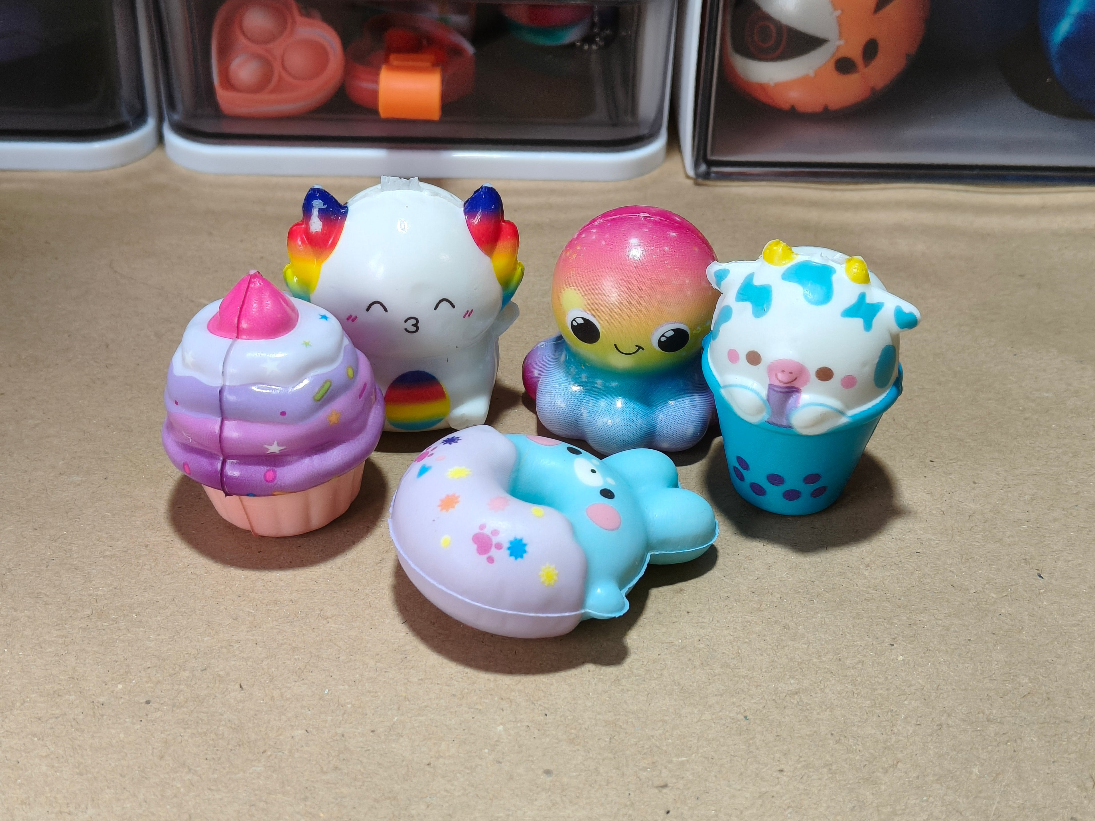 Squishy Fidget Surprise Set - Multicoloured - Cute Animal and Food Squishys