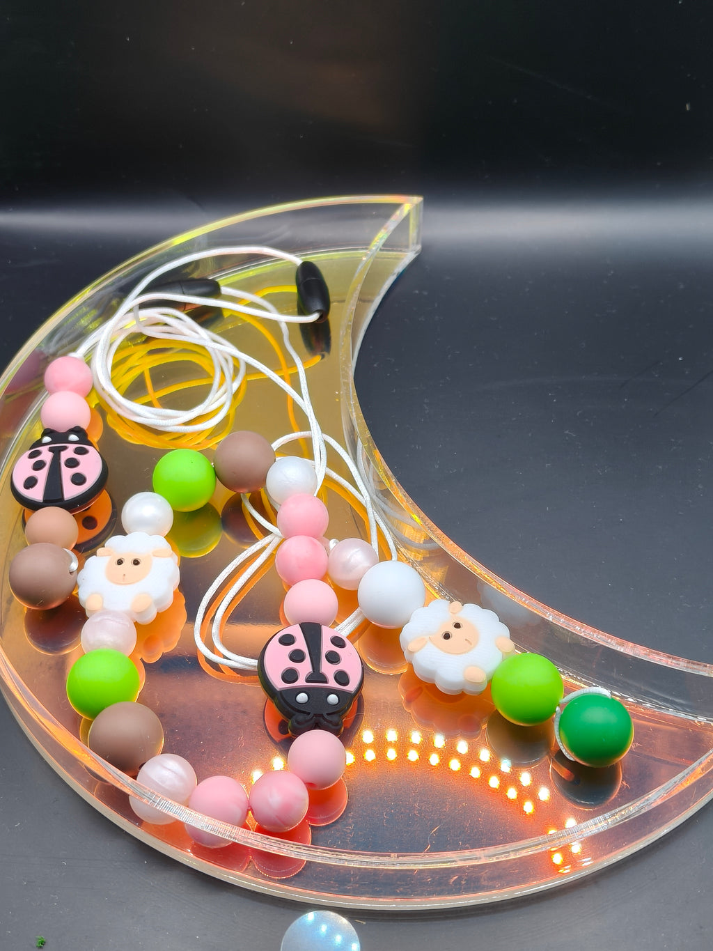 Handmade Silicone Beaded Chewelry Giftset - Necklaces, Wristlet - Stim - Spring