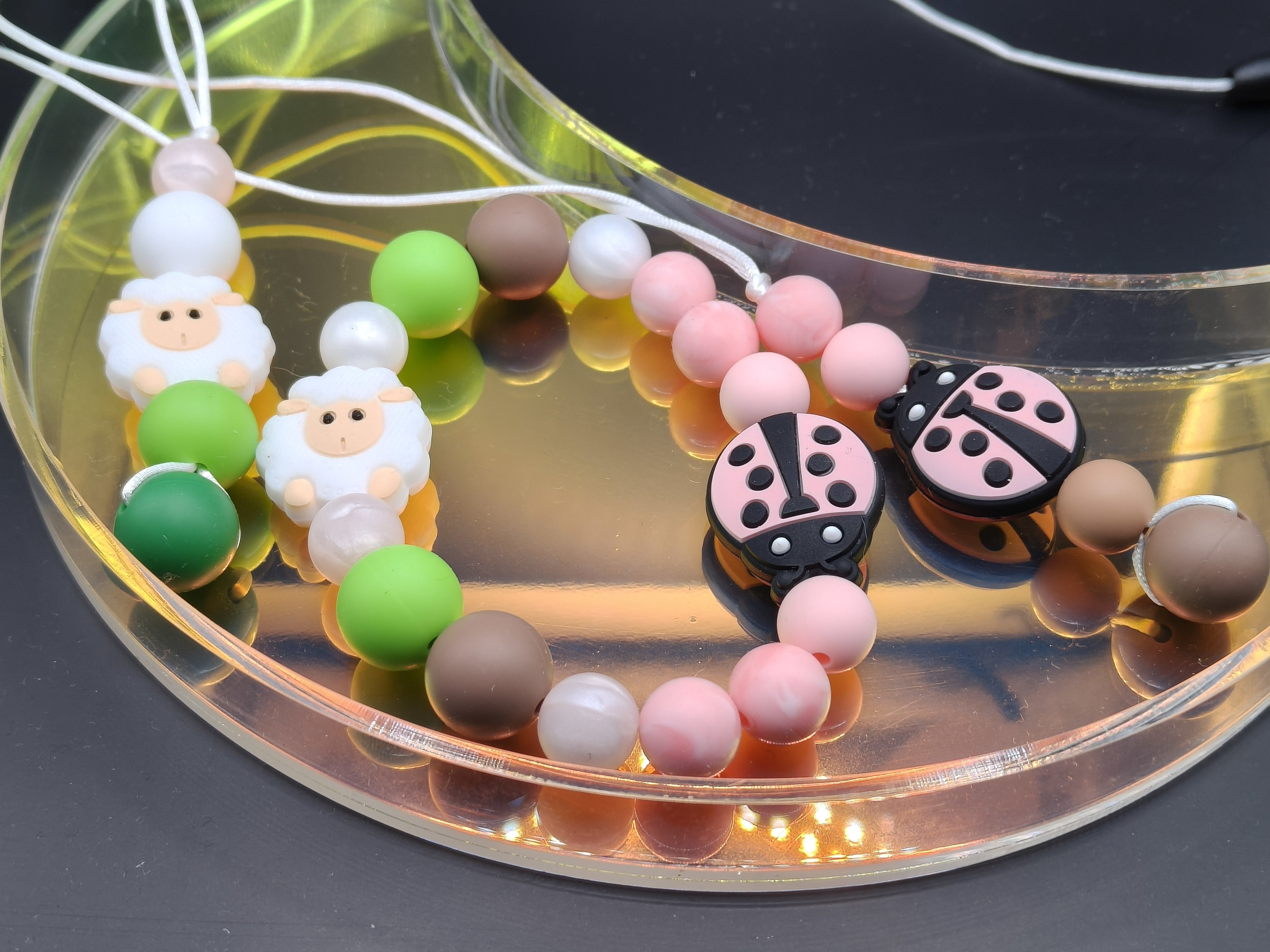 Handmade Silicone Beaded Chewelry Giftset - Necklaces, Wristlet - Stim - Spring