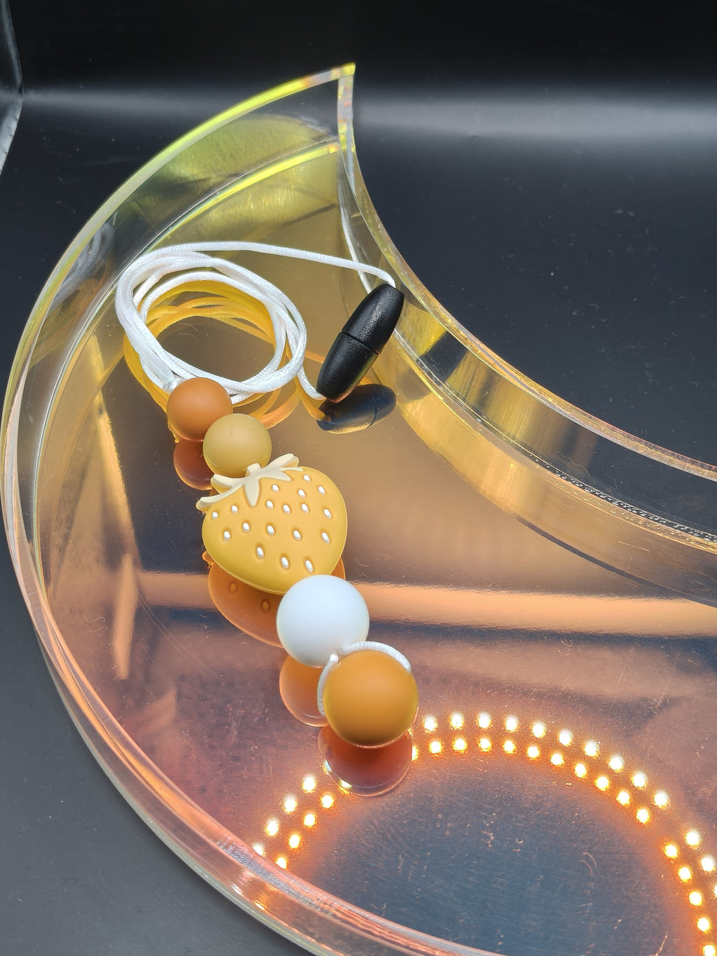 Handmade Silicone Beaded Necklace - Chewelry - Stim - Yellow Strawberry