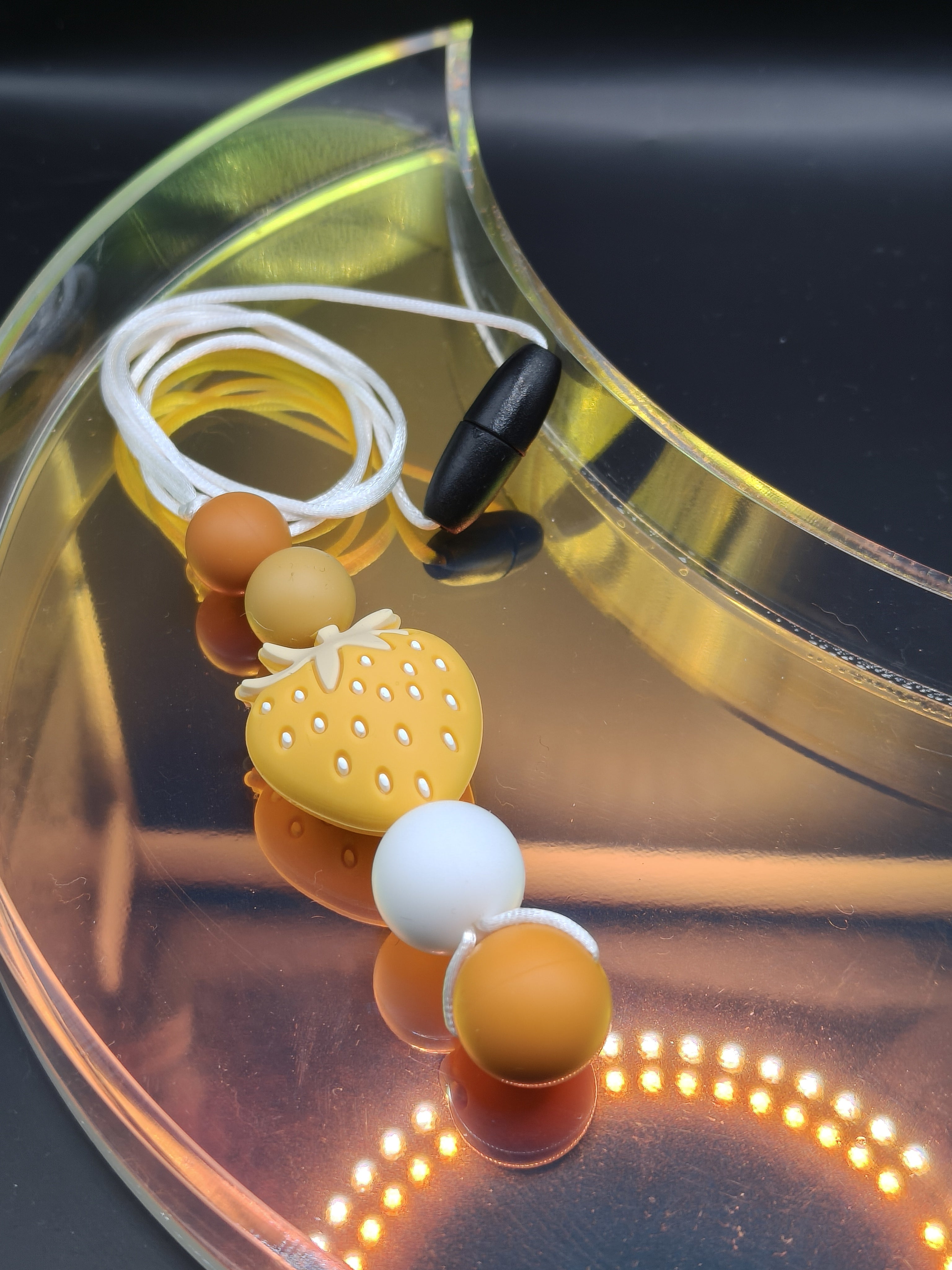 Handmade Silicone Beaded Necklace - Chewelry - Stim - Yellow Strawberry