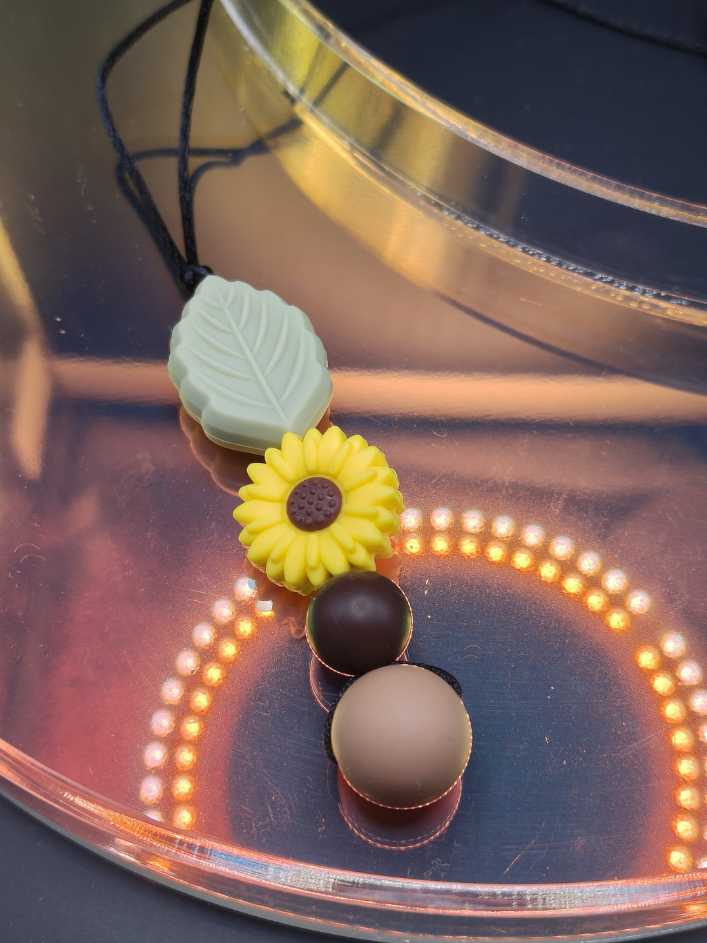 Handmade Silicone Beaded Chewelry Giftset - Necklace, Pen, Wristlet - Stim - Sunflower