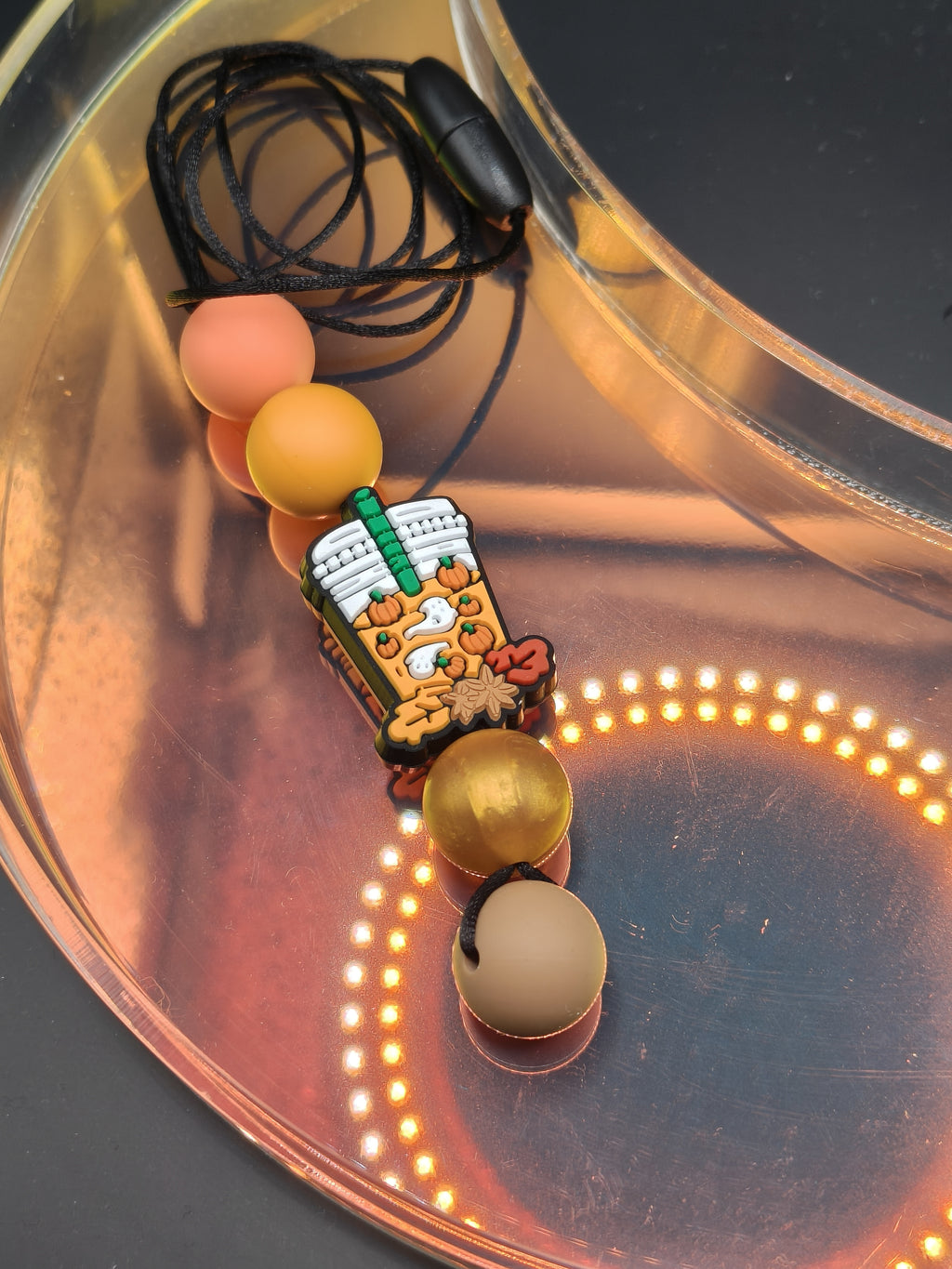 Handmade Silicone Beaded Necklace - Chewelry - Stim - Ghost Latte