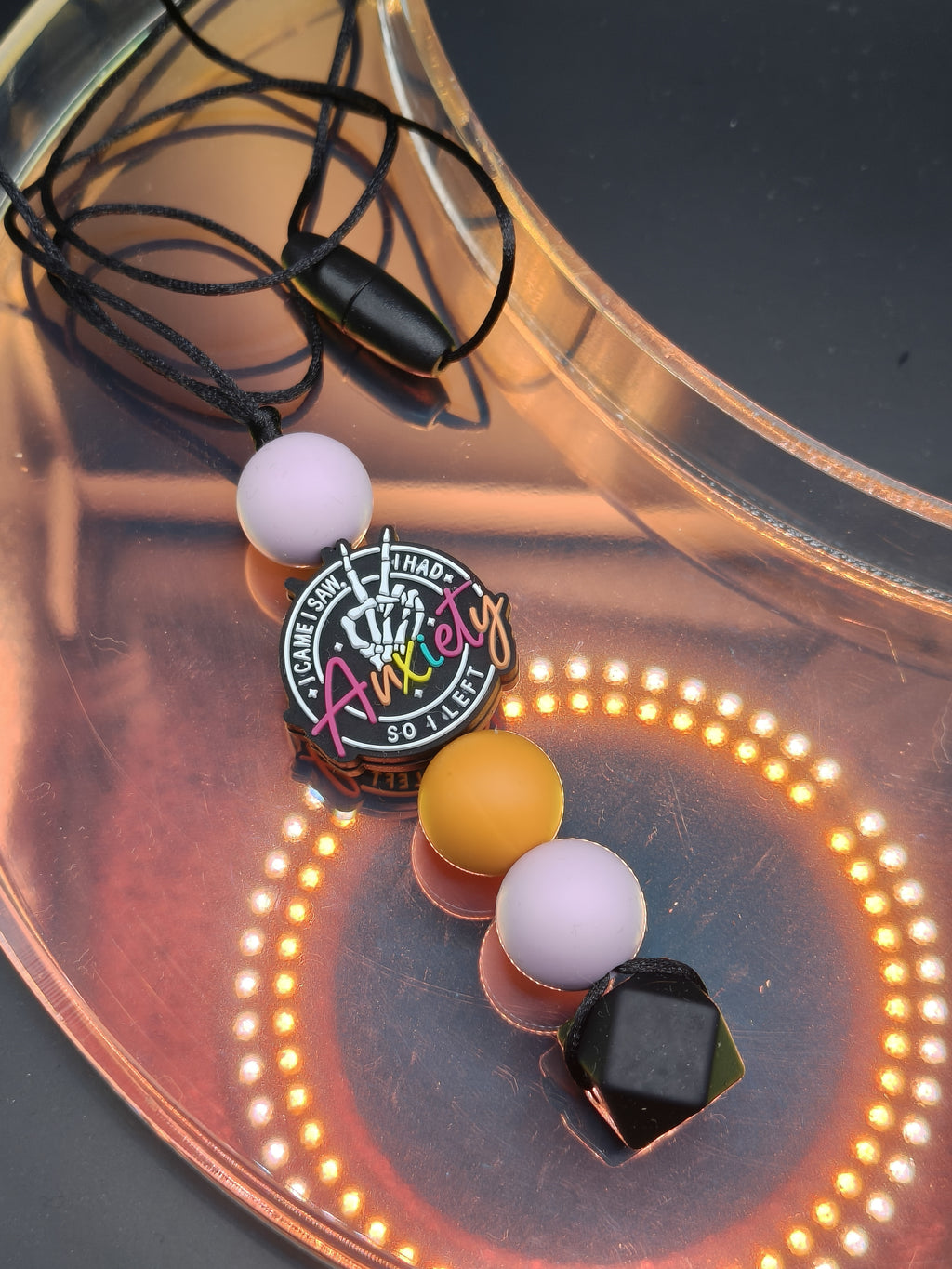 Handmade Silicone Beaded Necklace - Chewelry - Stim - Anxiety Skeleton