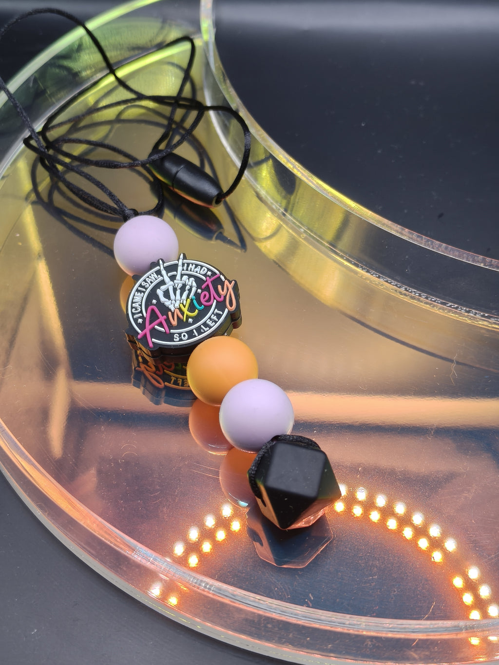 Handmade Silicone Beaded Necklace - Chewelry - Stim - Anxiety Skeleton