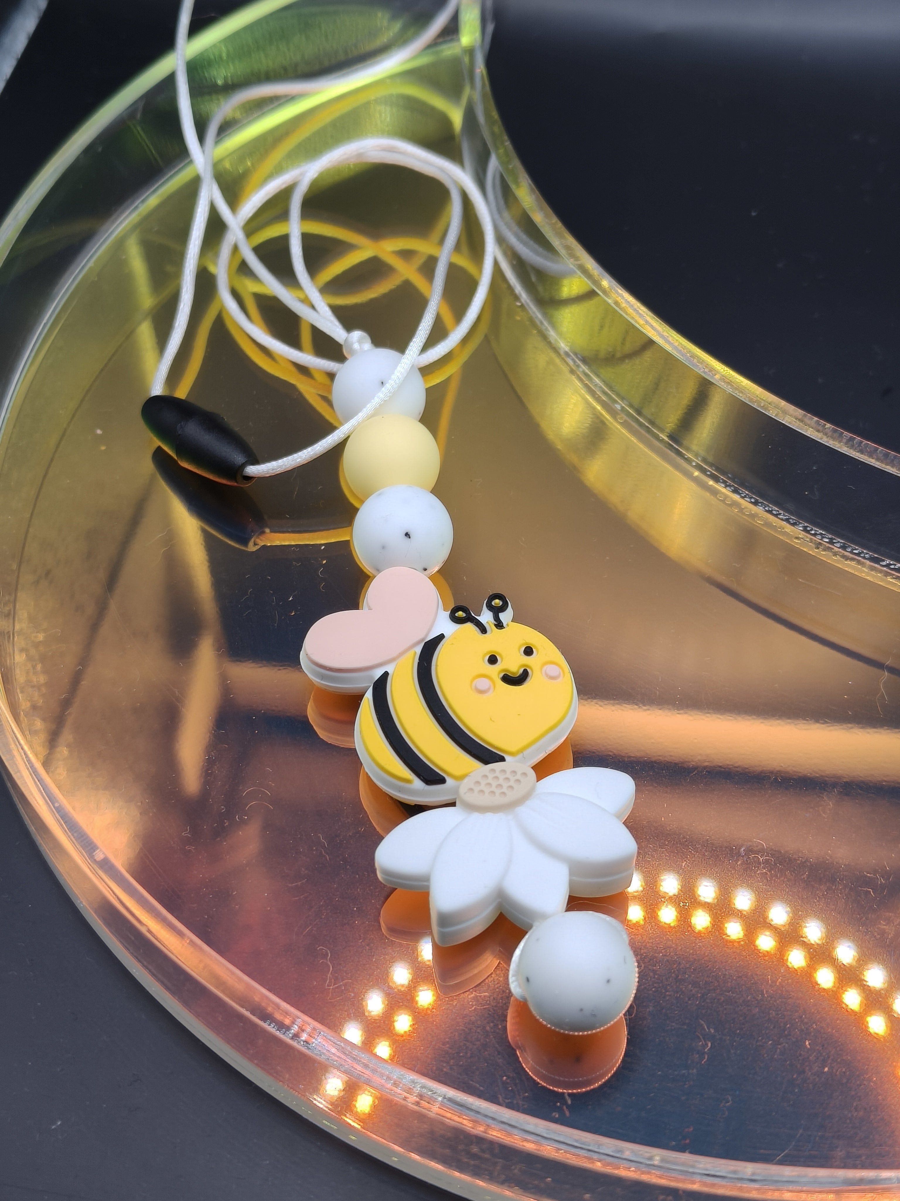Handmade Silicone Beaded Necklace - Chewelry - Stim - Bee Flower