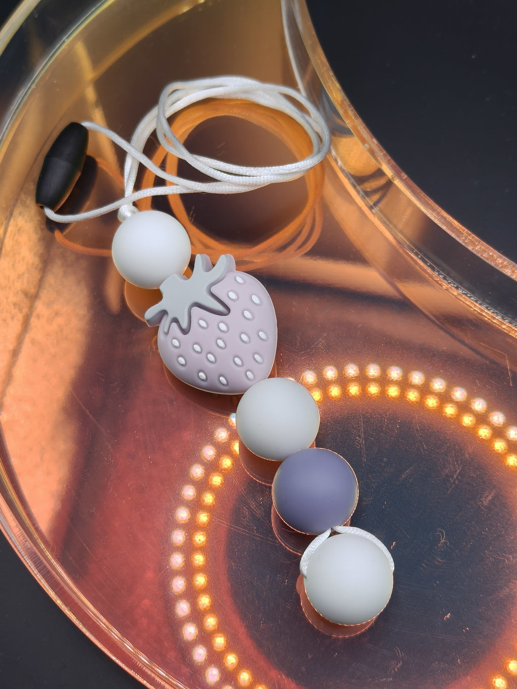 Handmade Silicone Beaded Necklace - Chewelry - Stim - Strawberry