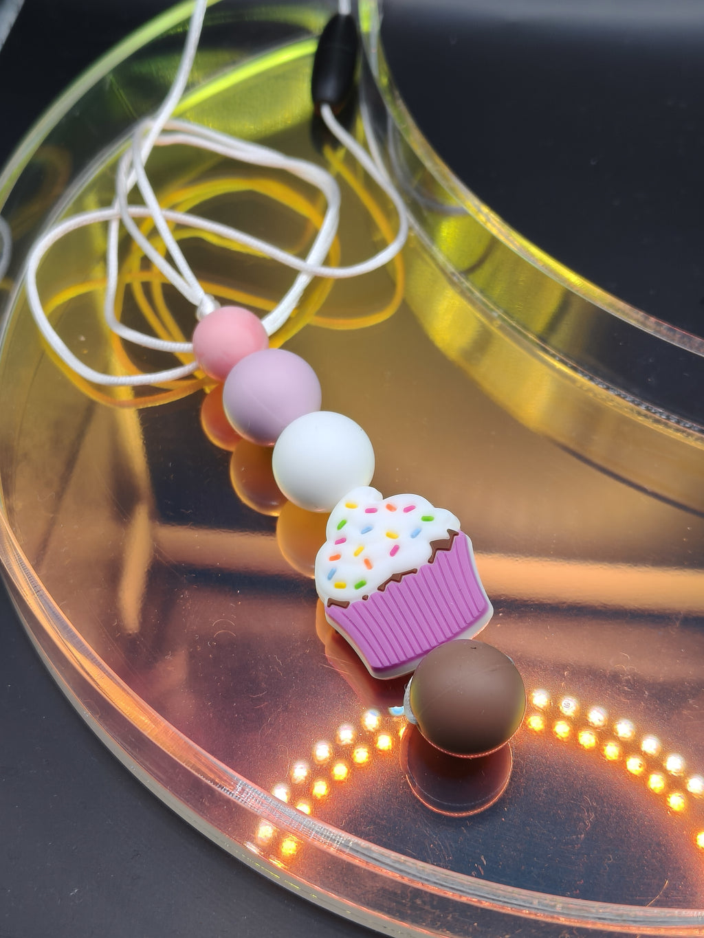 Handmade Silicone Beaded Necklace - Chewelry - Stim - Cupcake