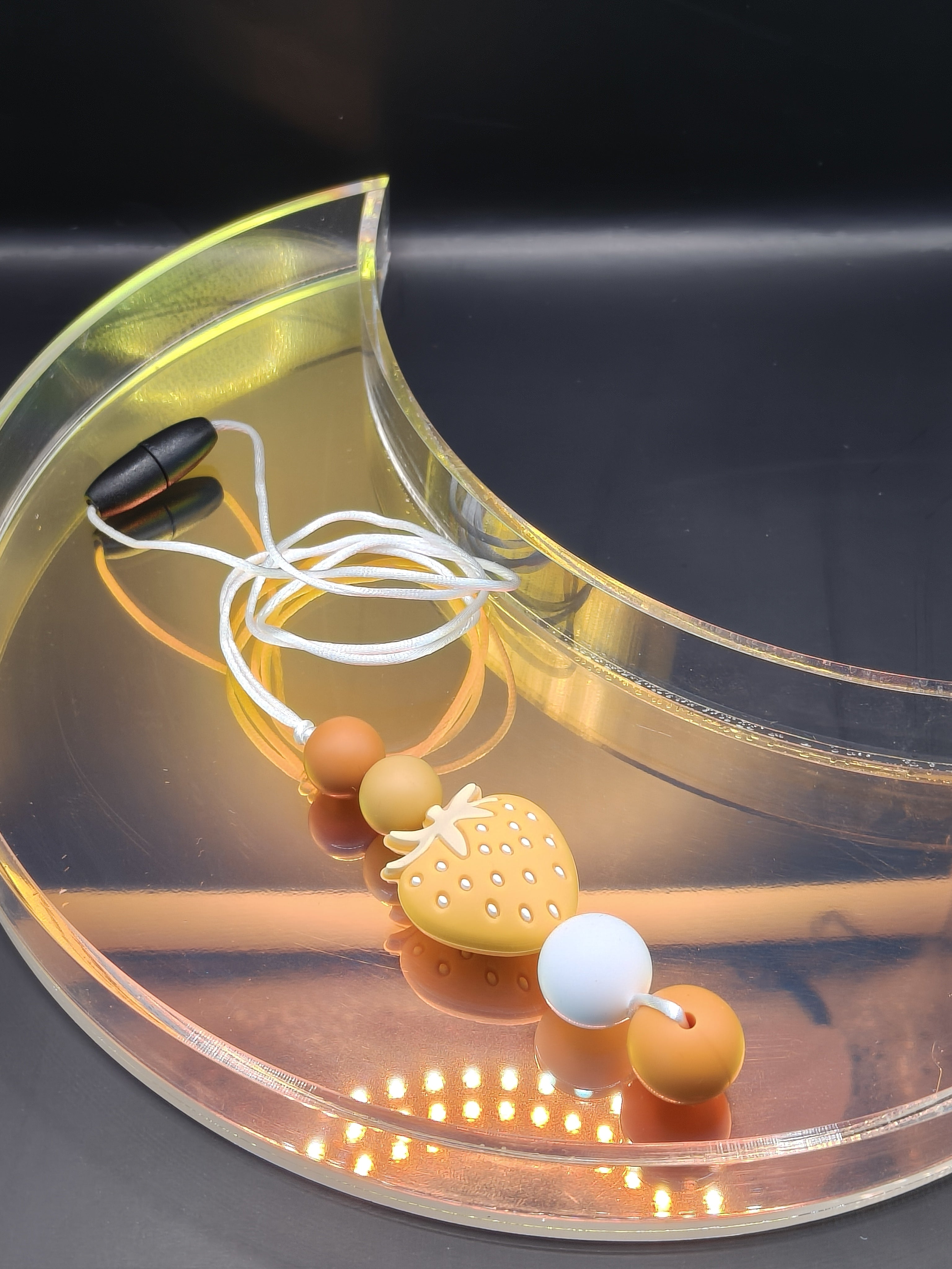 Handmade Silicone Beaded Necklace - Chewelry - Stim - Yellow Strawberry