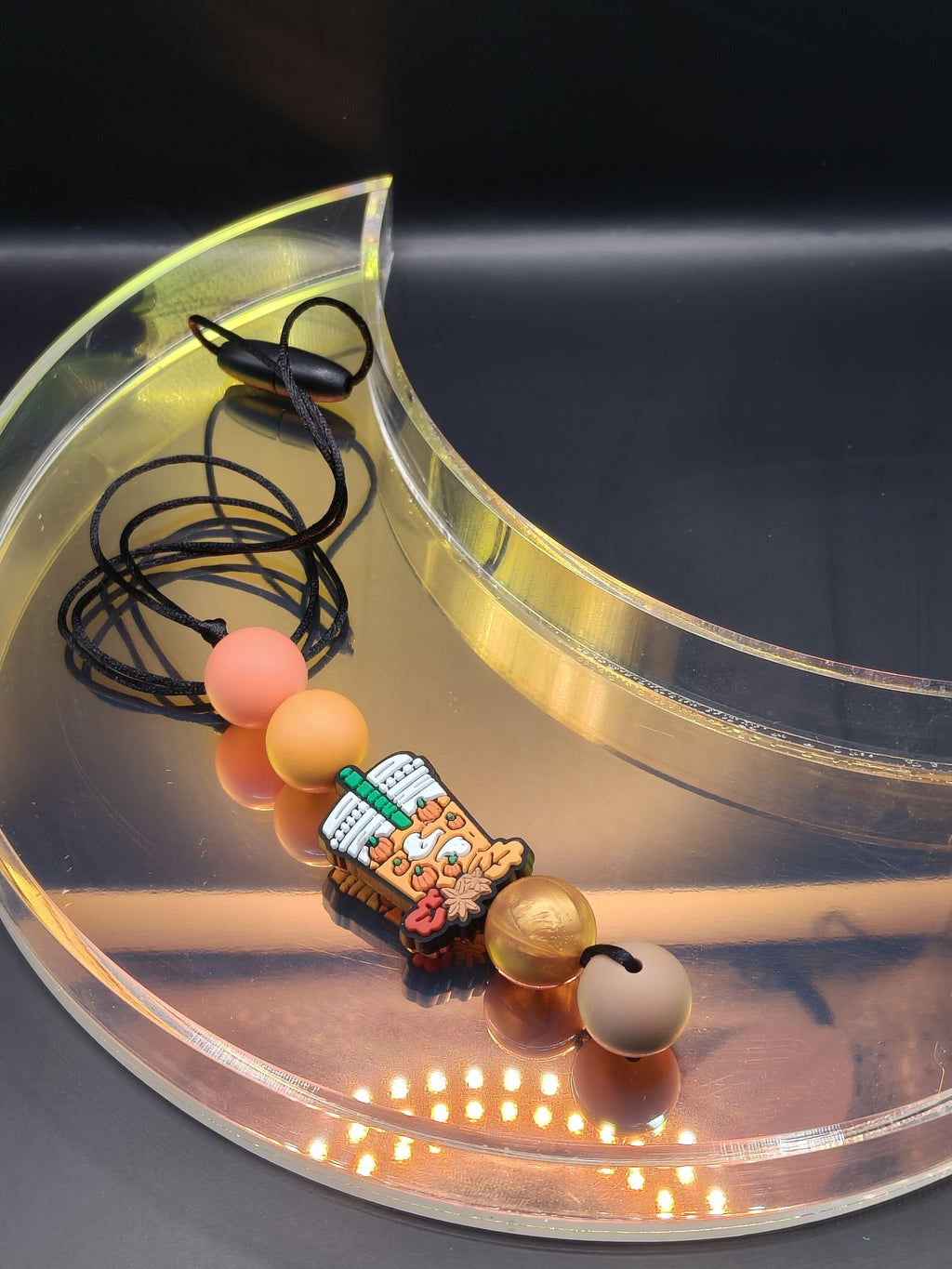 Handmade Silicone Beaded Necklace - Chewelry - Stim - Ghost Latte