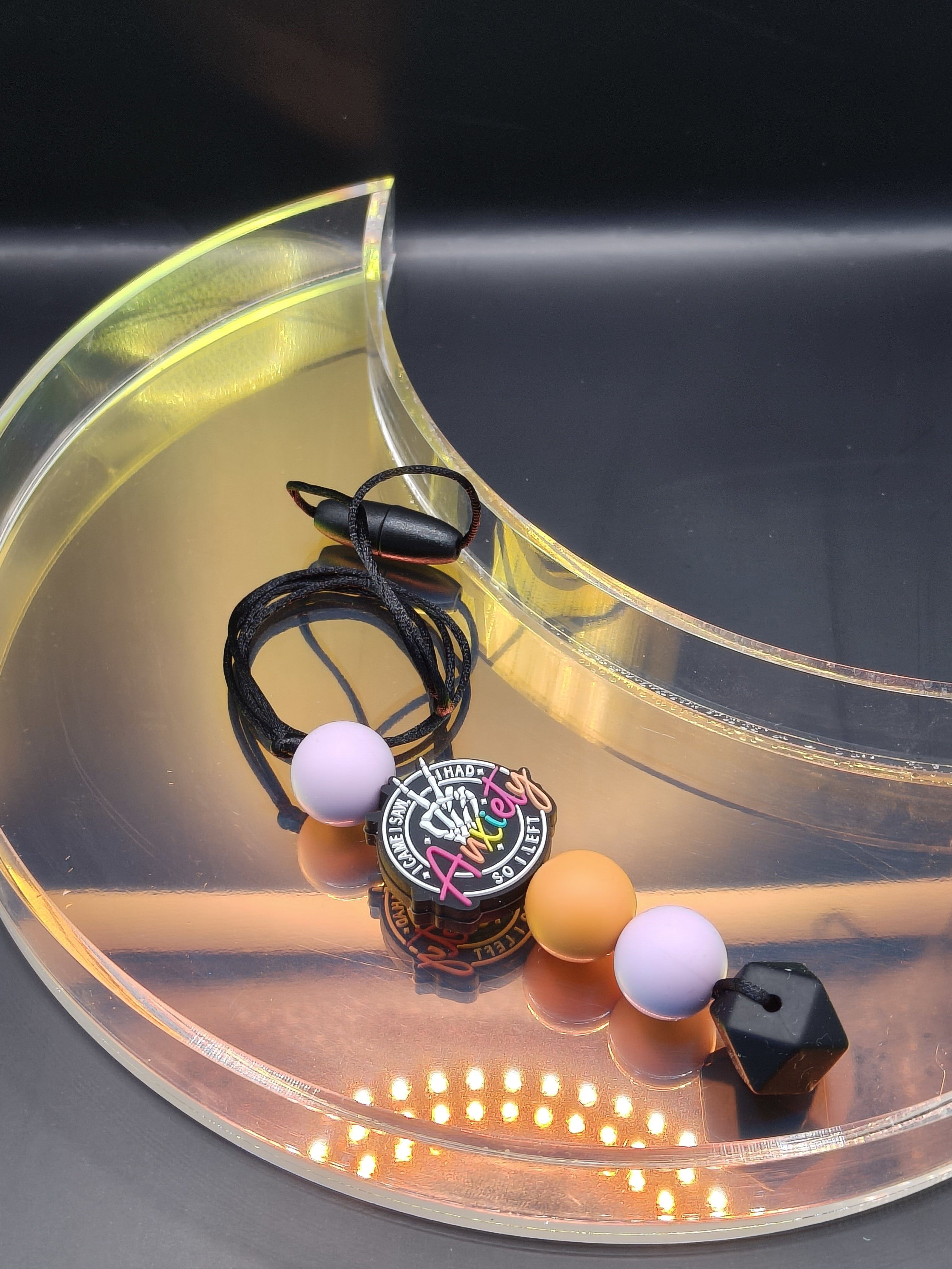 Handmade Silicone Beaded Necklace - Chewelry - Stim - Anxiety Skeleton