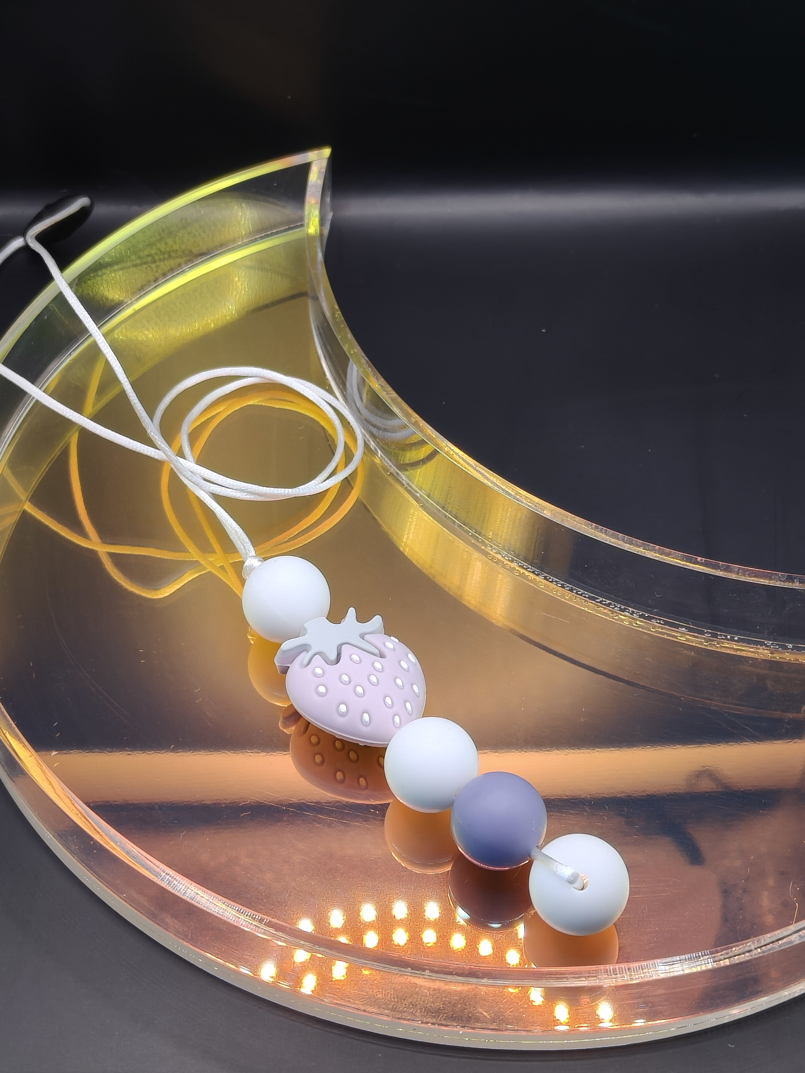 Handmade Silicone Beaded Necklace - Chewelry - Stim - Strawberry