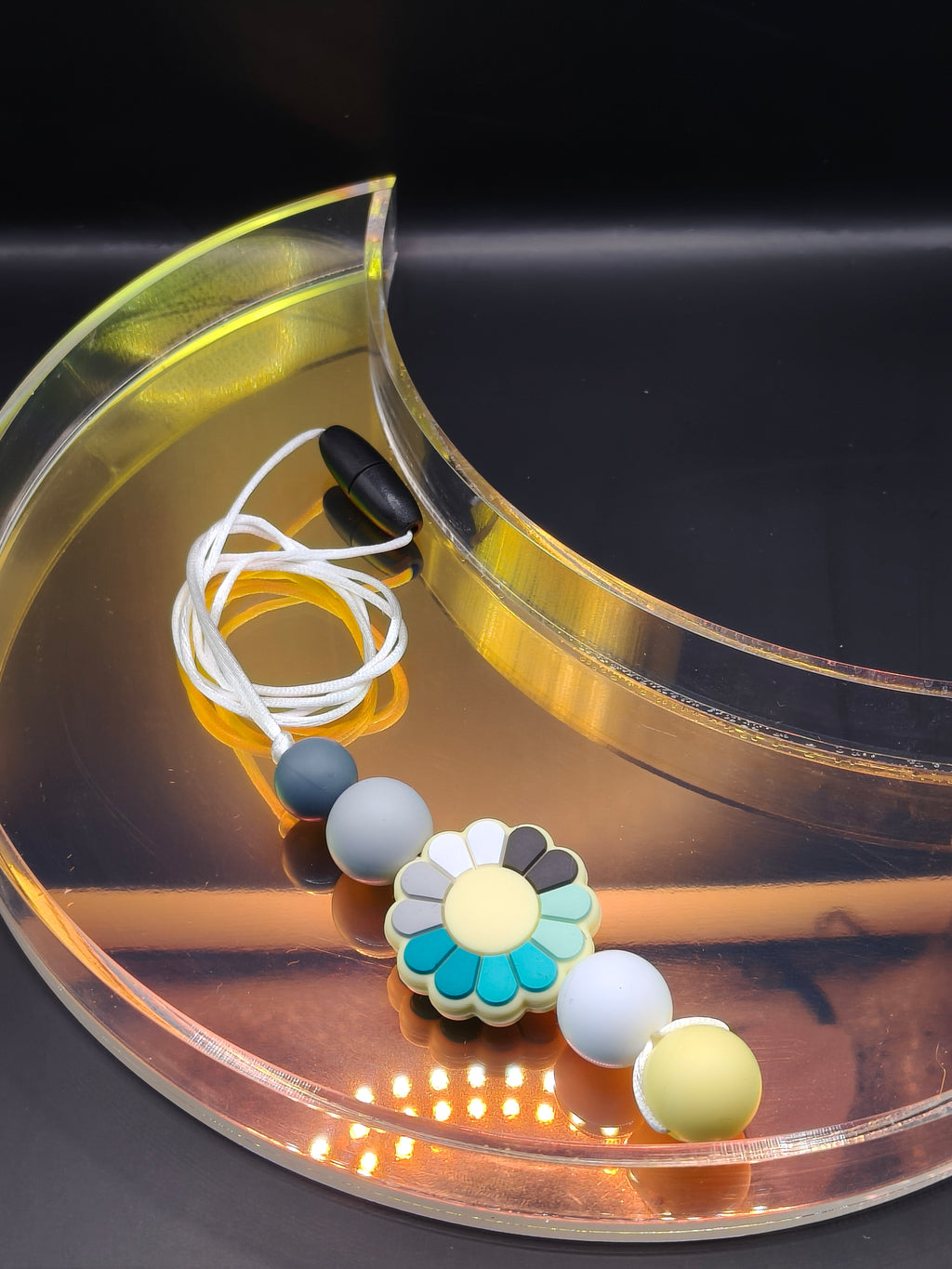 Handmade Silicone Beaded Necklace - Chewelry - Stim - Yellow Flower