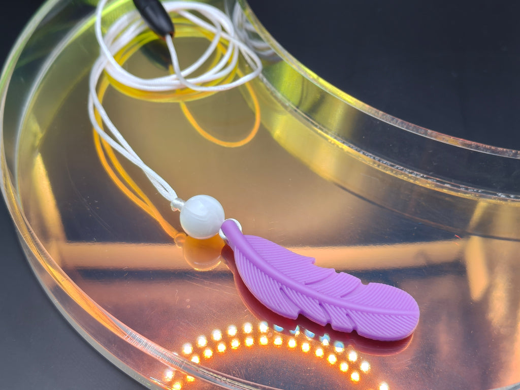 Handmade Silicone Beaded Necklace - Chewelry - Simple Feather Purple