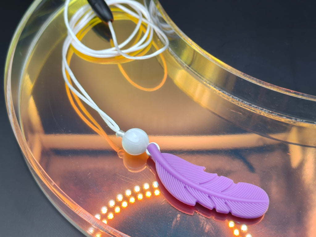 Handmade Silicone Beaded Necklace - Chewelry - Simple Feather Purple