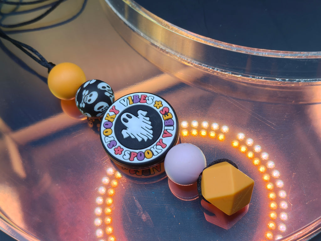 Handmade Silicone Beaded Necklace - Chewelry - Stim - Spooky Vibes Ghost