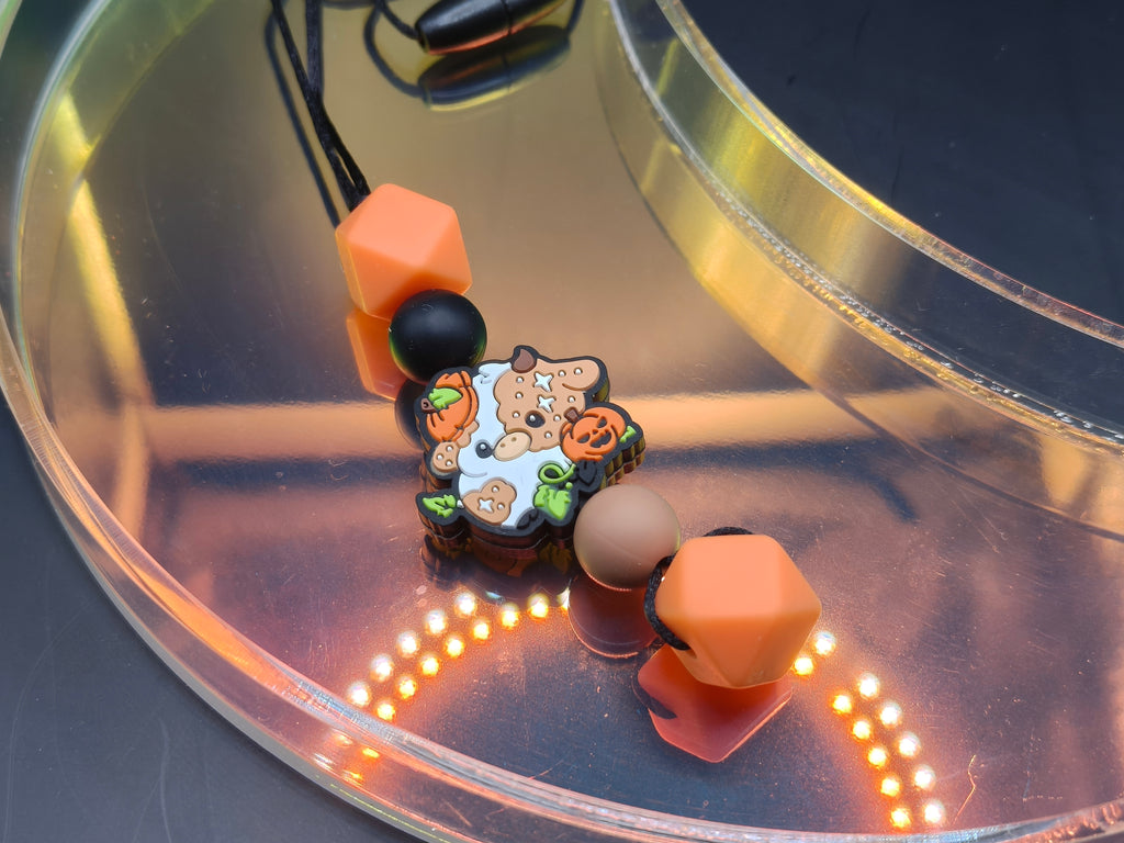 Handmade Silicone Beaded Necklace - Chewelry - Pumpkin Cow