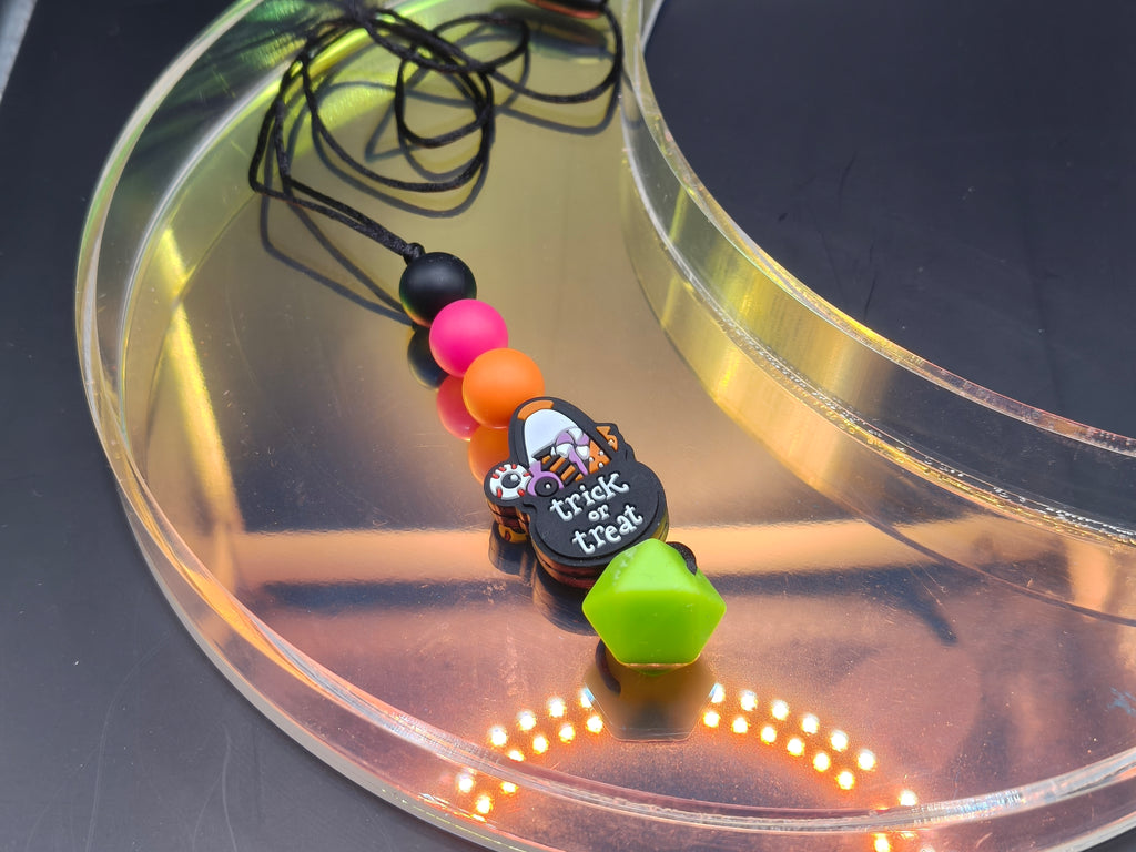 Handmade Silicone Beaded Necklace - Chewelry - Trick or Treat