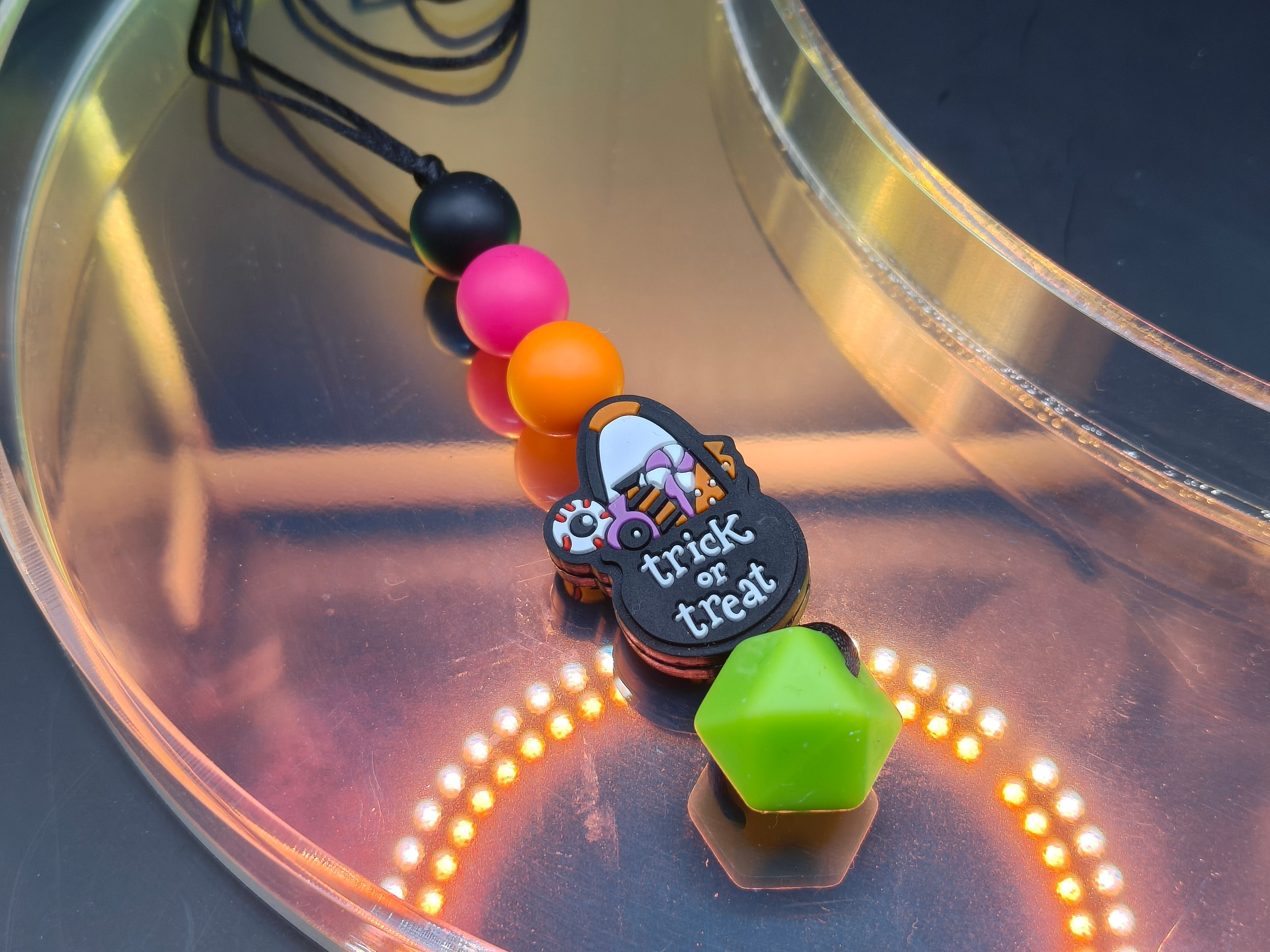 Handmade Silicone Beaded Necklace - Chewelry - Trick or Treat