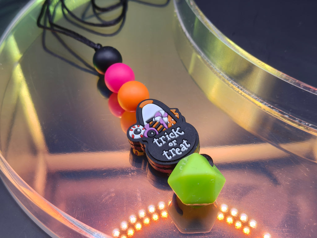 Handmade Silicone Beaded Necklace - Chewelry - Trick or Treat