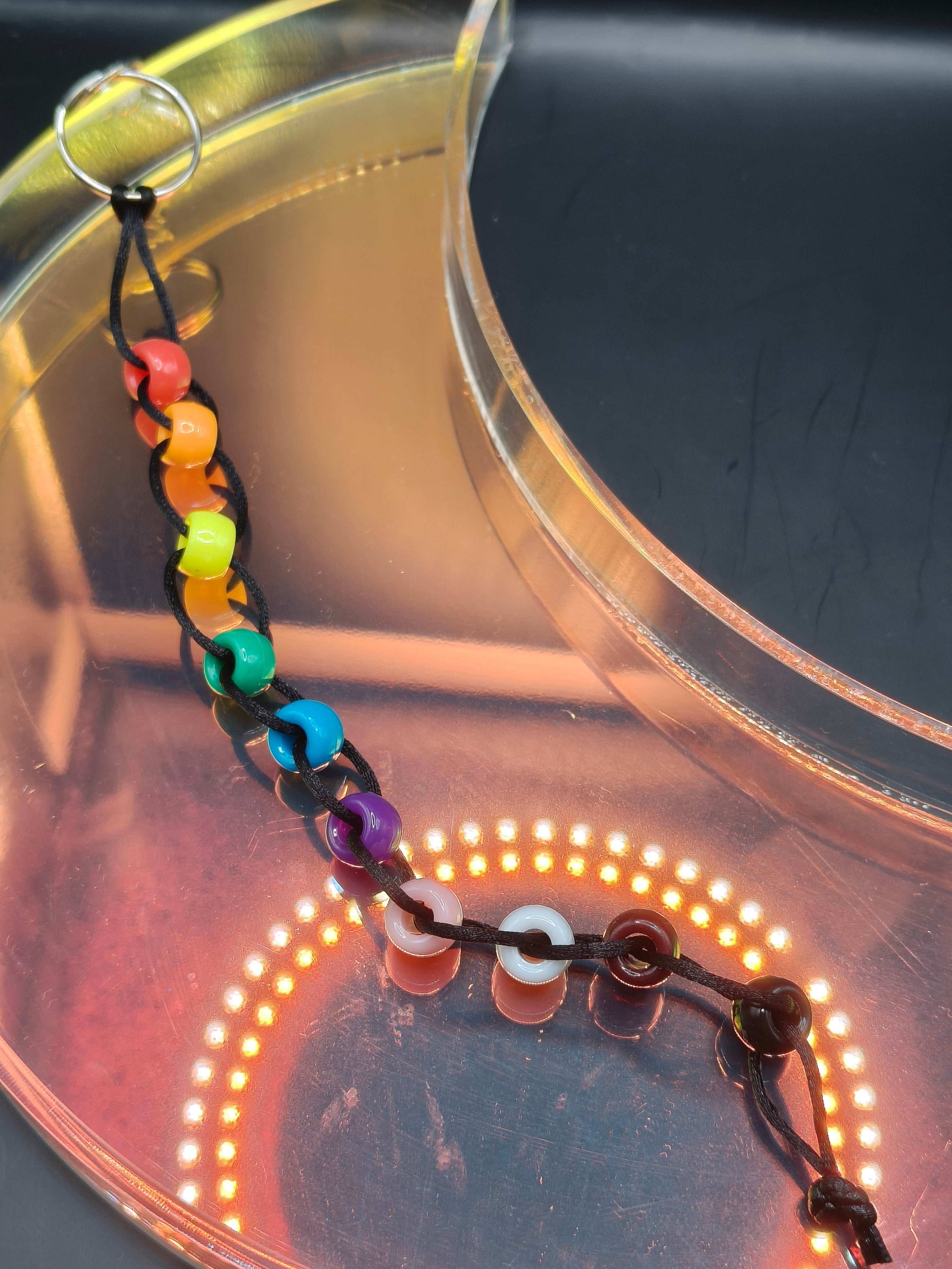 Sliding Beaded Fidget Keychain - Rainbow Black