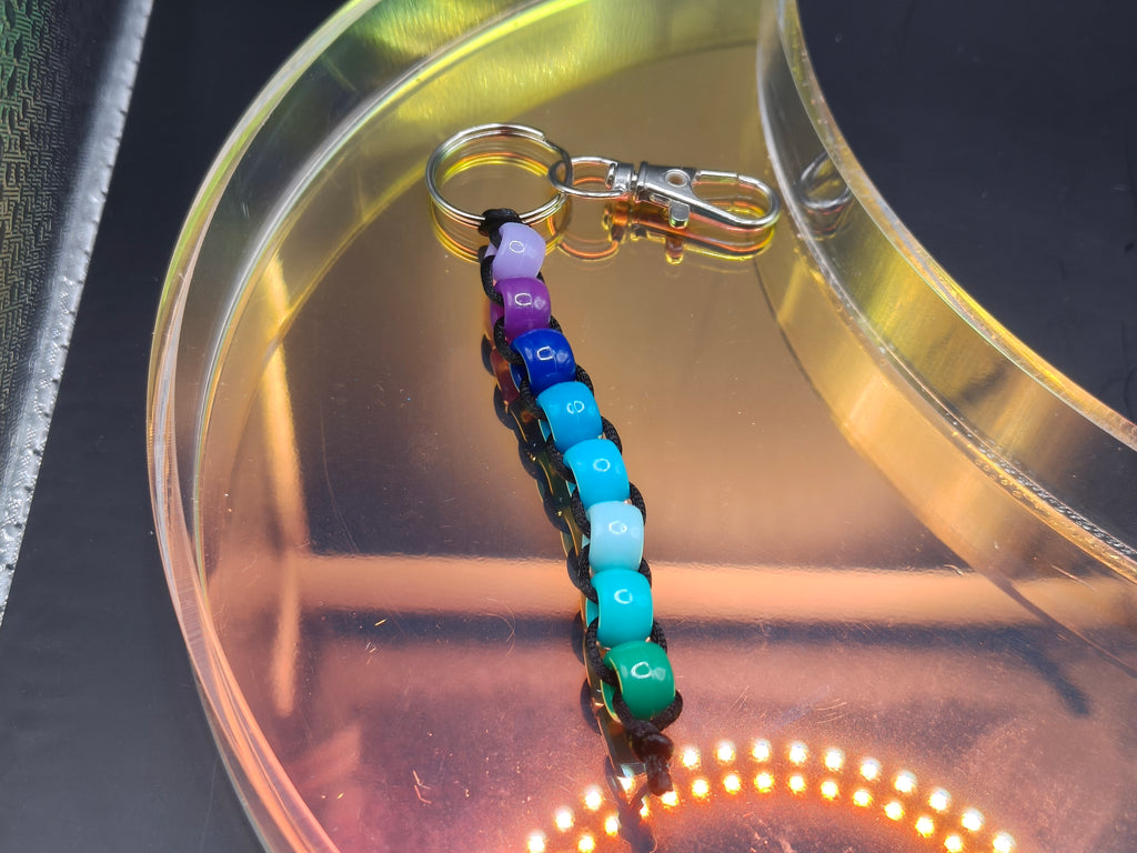 Spinning Beaded Fidget Keychain - Cold Black