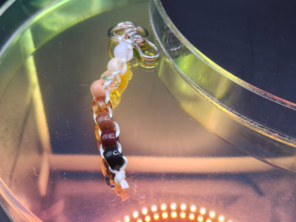 Spinning Beaded Fidget Keychain - Coffee White