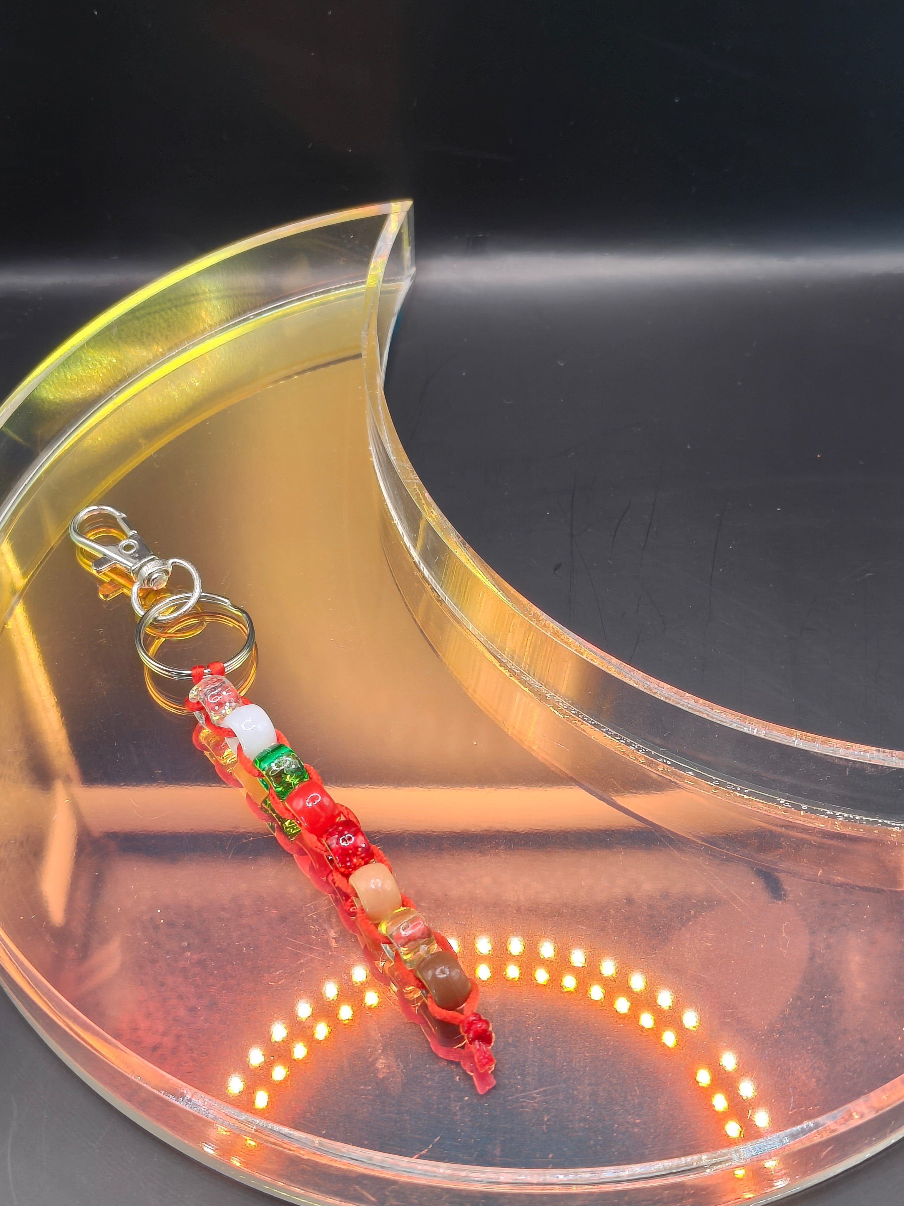 Spinning Beaded Fidget Keychain - Christmas