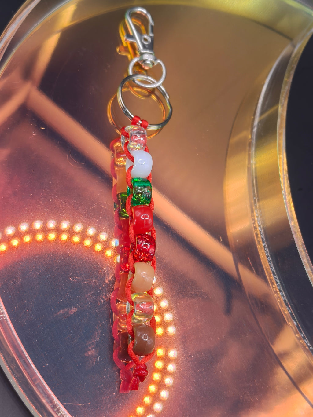 Spinning Beaded Fidget Keychain - Christmas