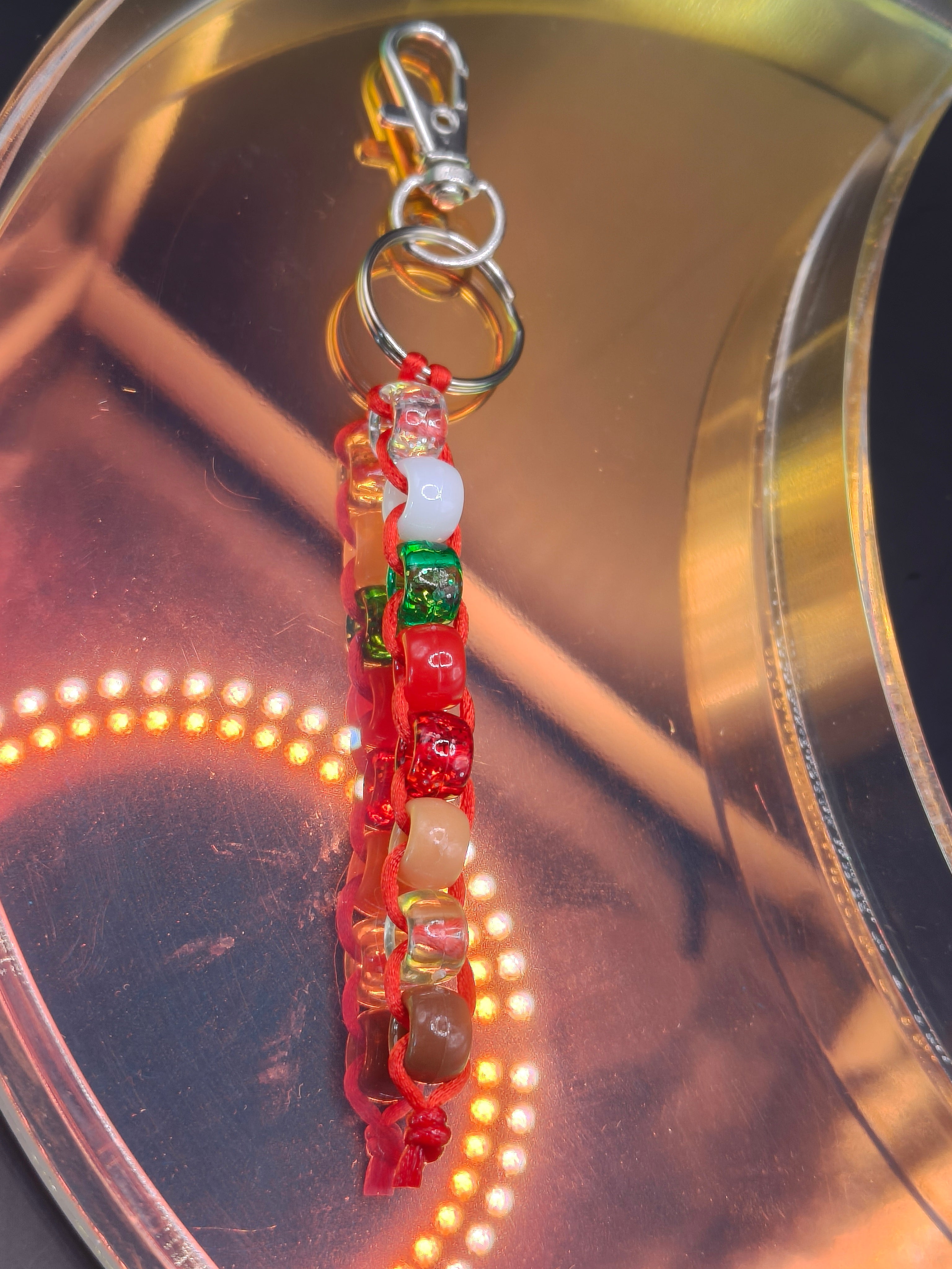 Spinning Beaded Fidget Keychain - Christmas