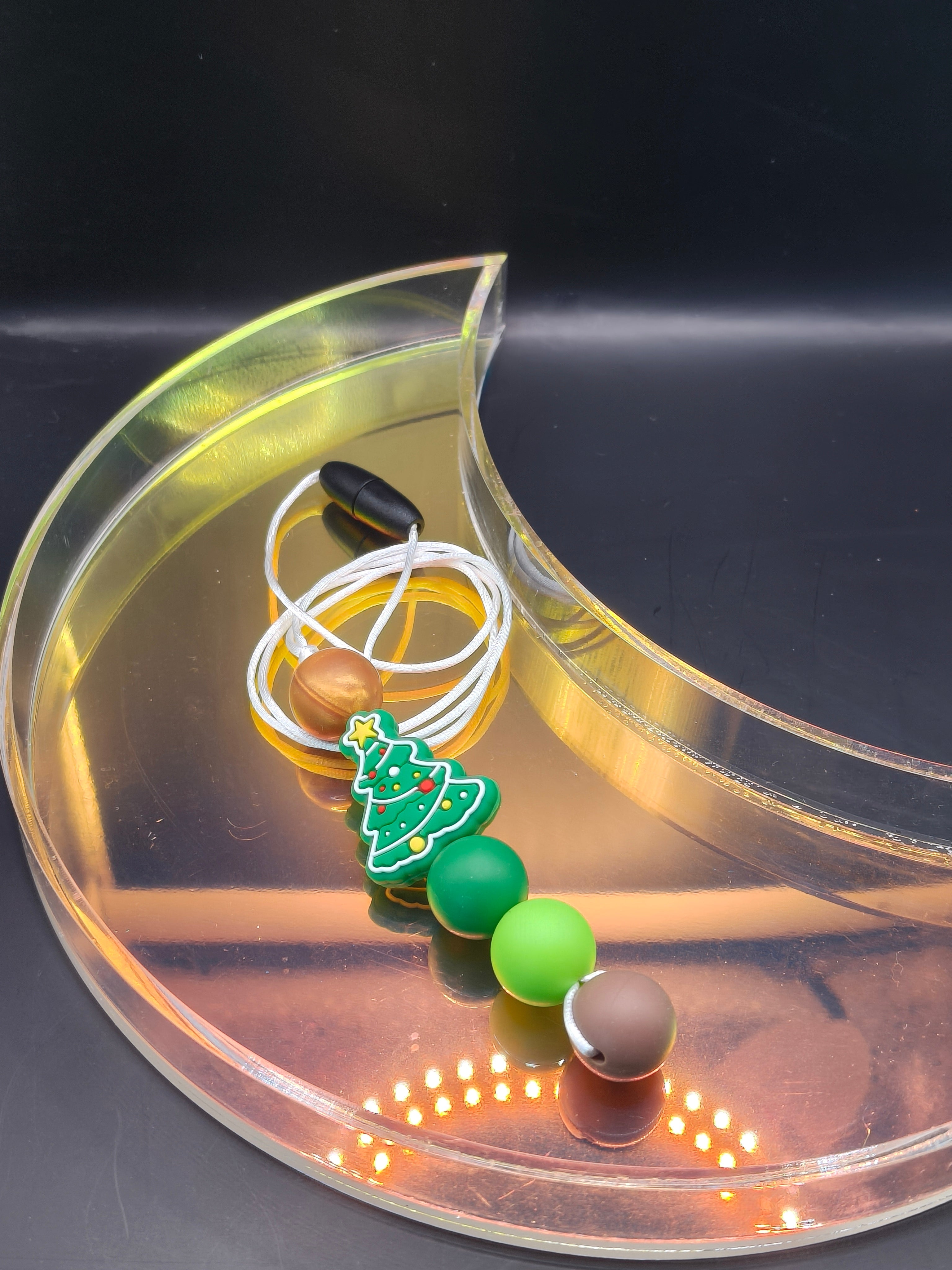 Handmade Silicone Beaded Necklace - Chewelry - Christmas Tree